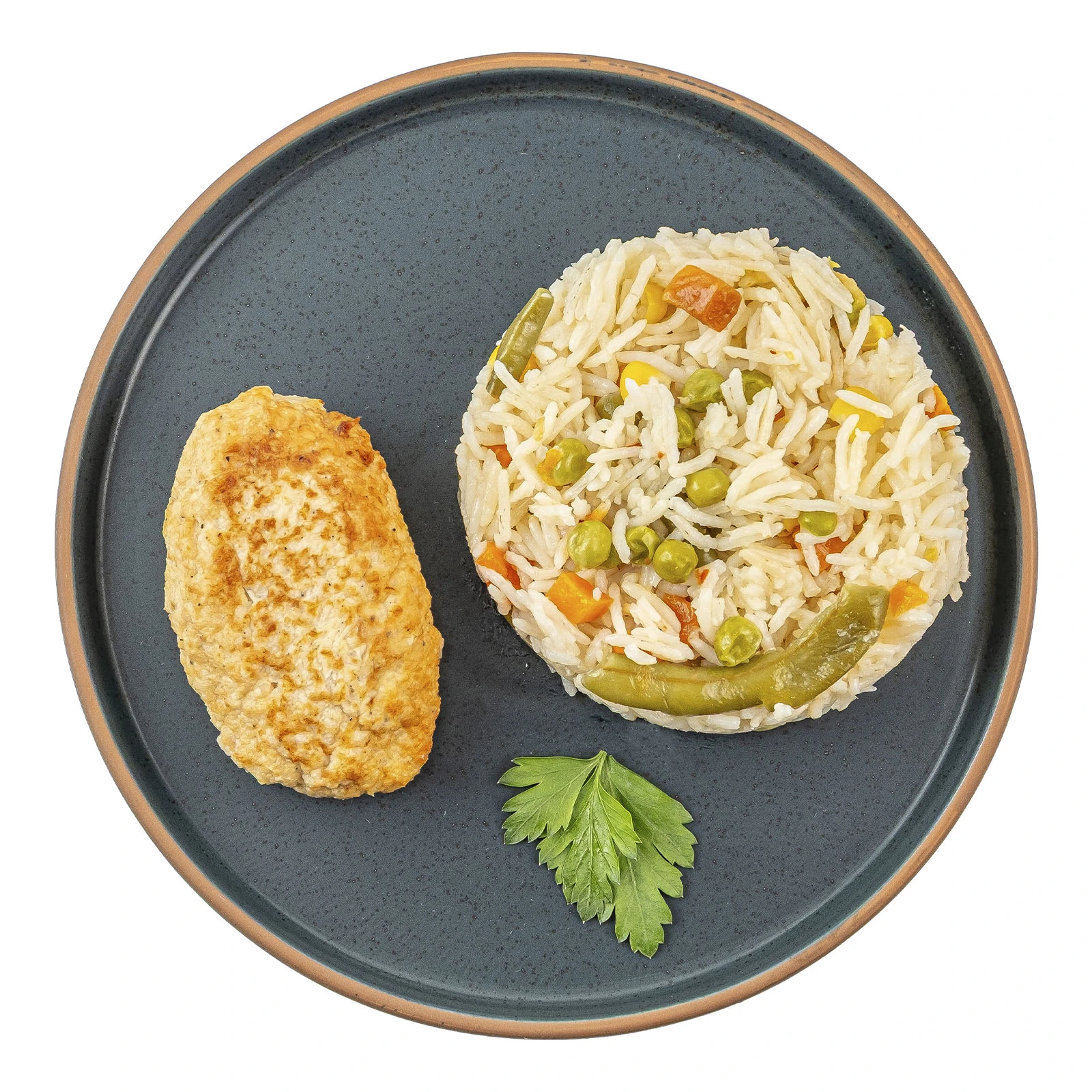 Твій обід №3 рис з овочами та котлетою курячою 350г Фото №:1