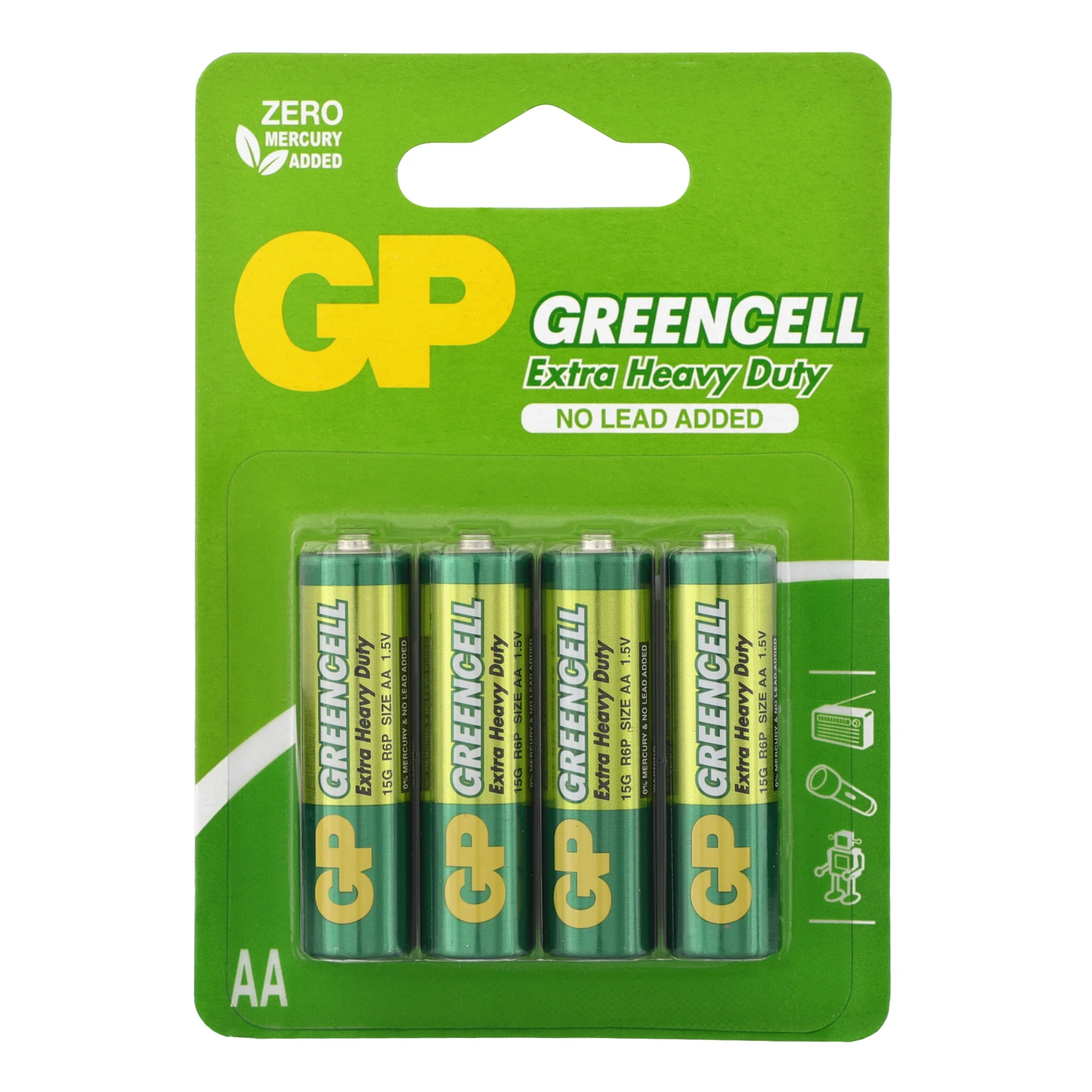 Батарейки GP Greencell №GP15G-UE4 AA R6P 4шт/уп Фото №:1