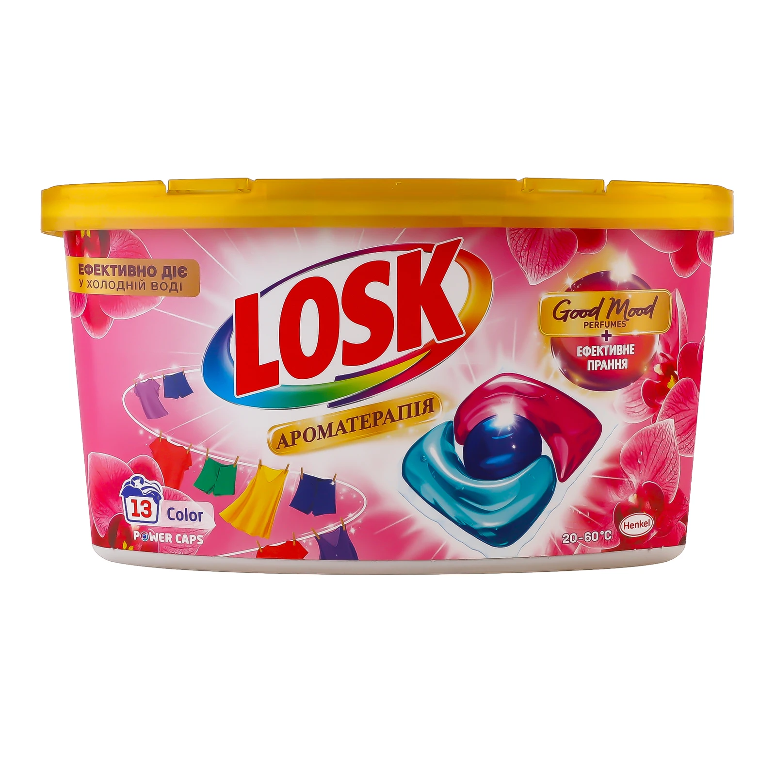 Засіб для прання Losk Power Caps Color Ароматерапія концентрований в капсулах Малазійська квітка 13х12г Фото №:1