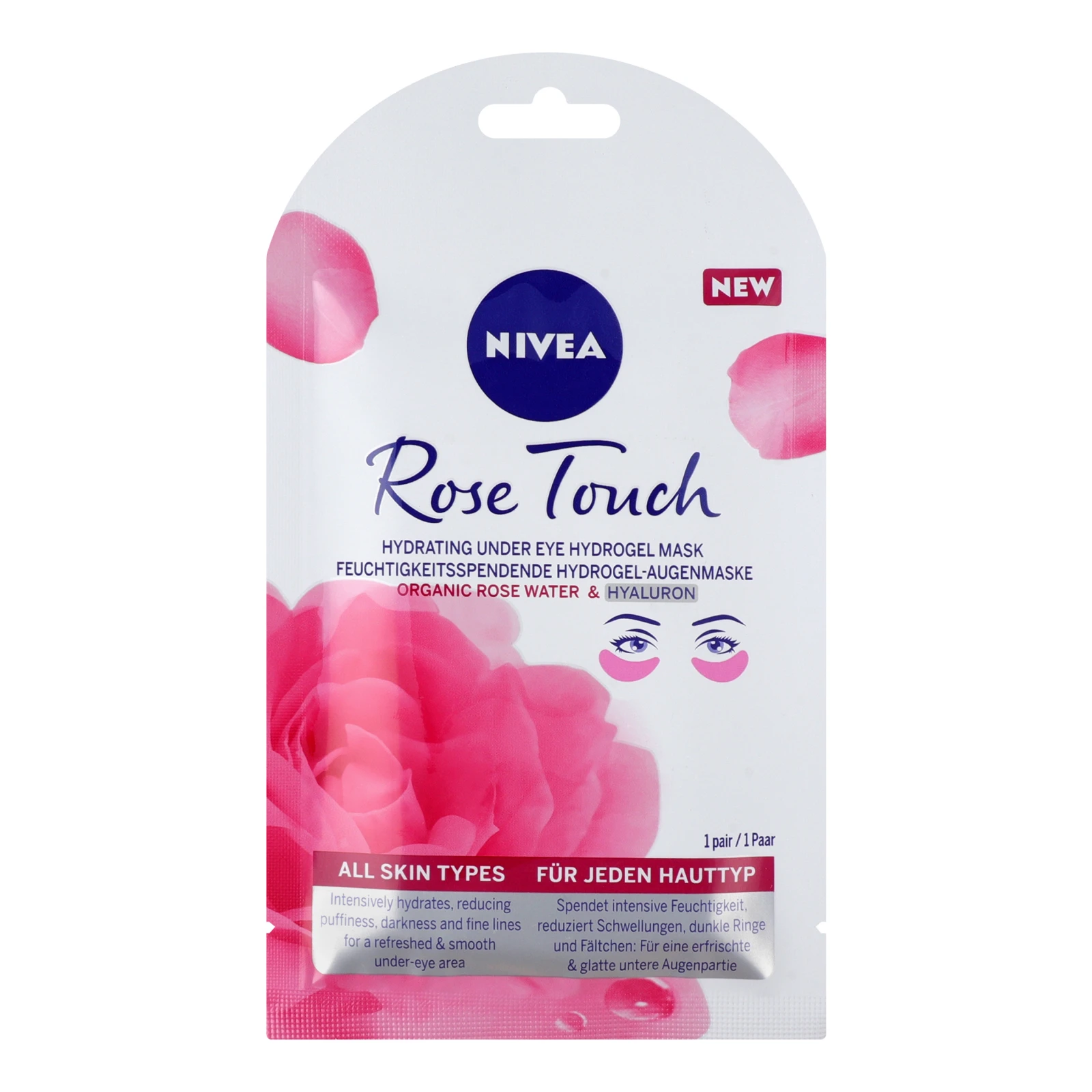 Маска-патчі для шкіри навколо очей Nivea Rose Touch зволожуюча гідрогелева 1пара Фото №:1