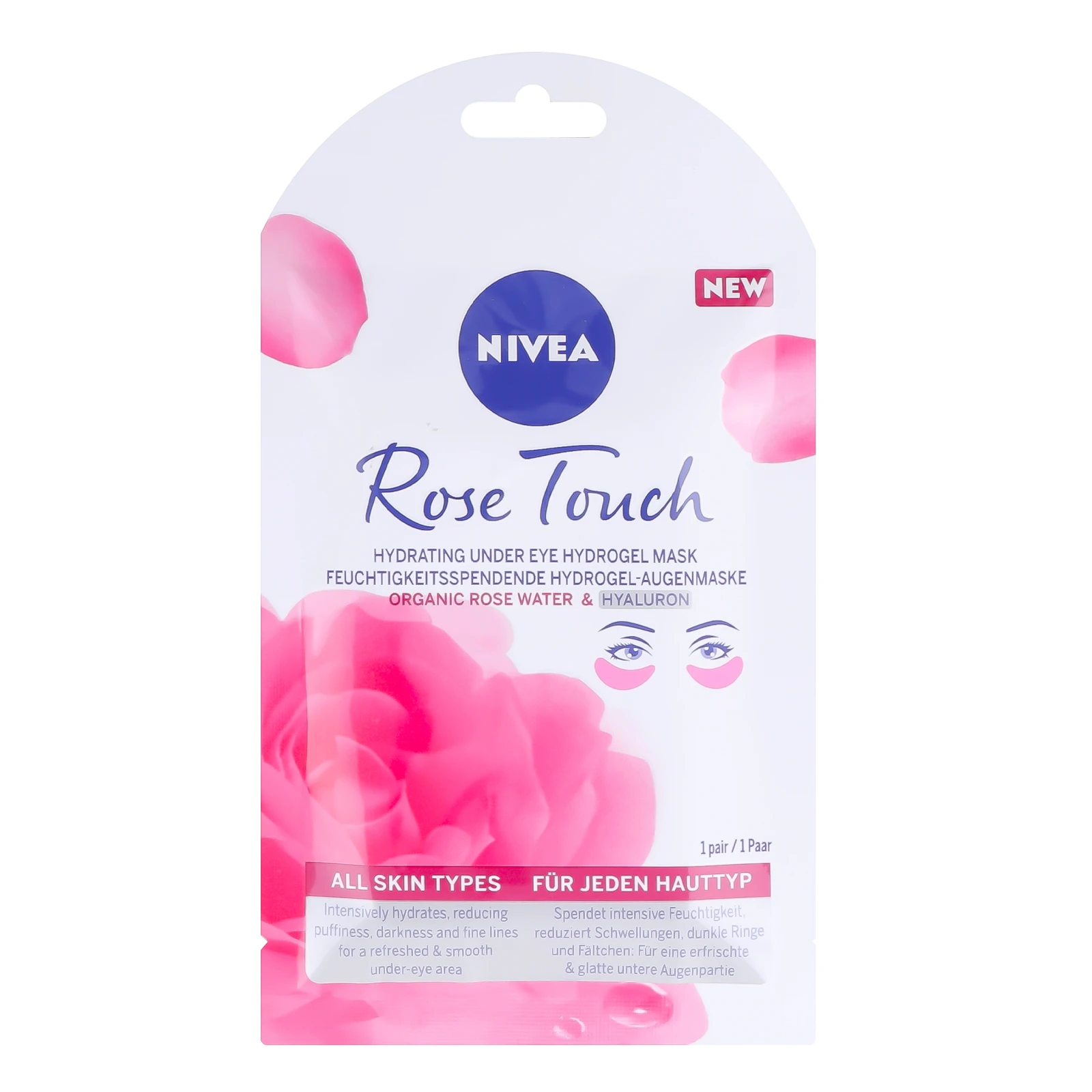 Маска-патчі для шкіри навколо очей Nivea Rose Touch зволожуюча гідрогелева 1пара Фото навігації №:1