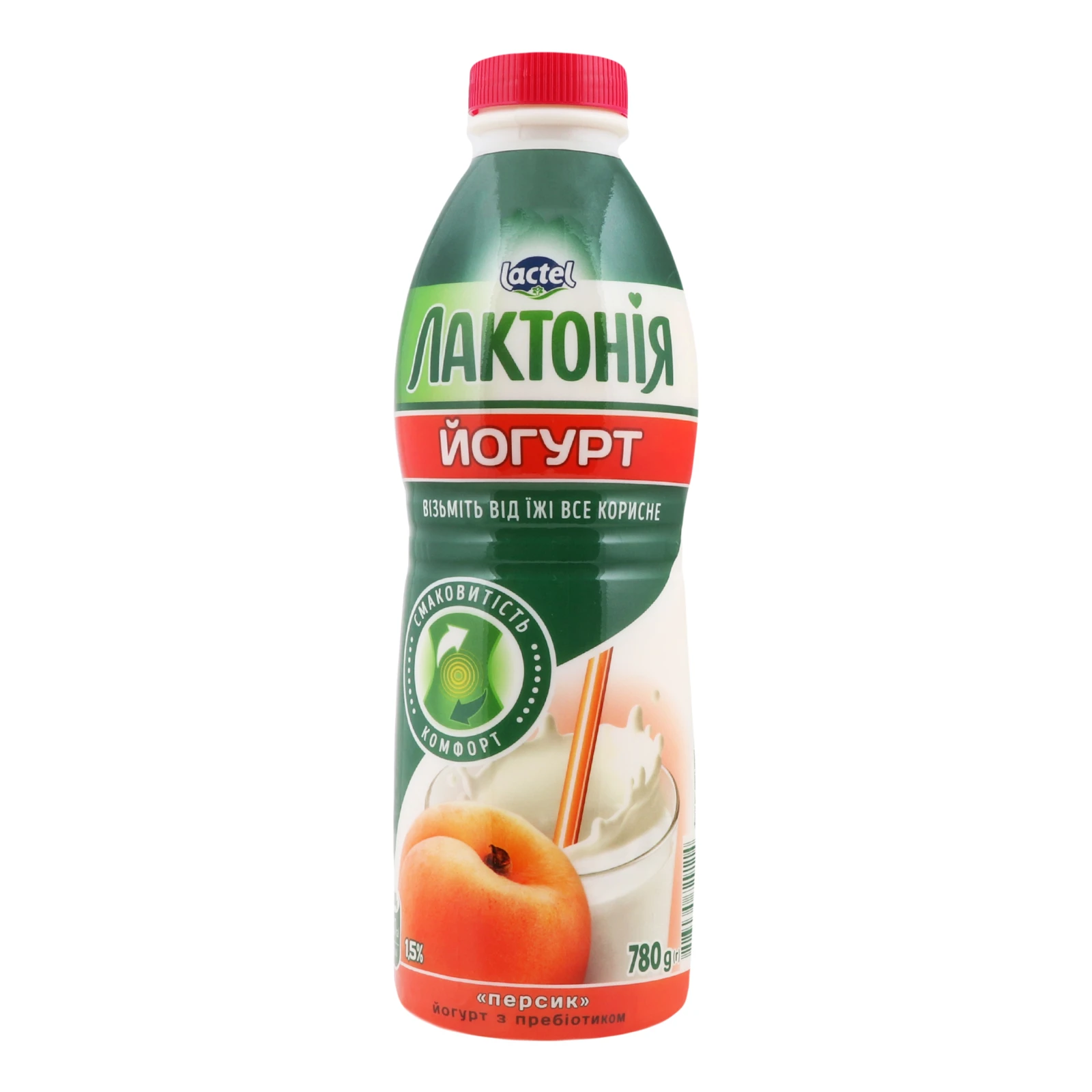 Йогурт Лактонія Персик 1.5% 780г Фото №:2