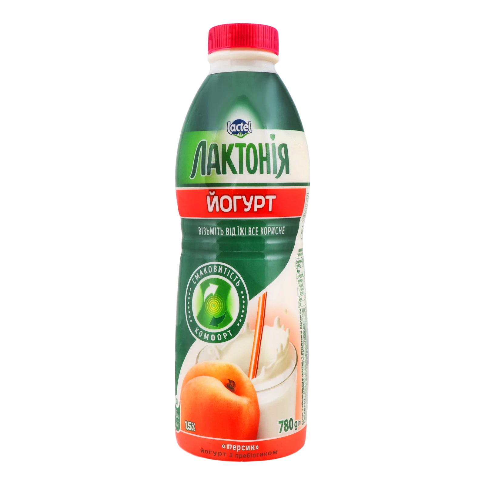 Йогурт Лактонія Персик 1.5% 780г Фото №:1