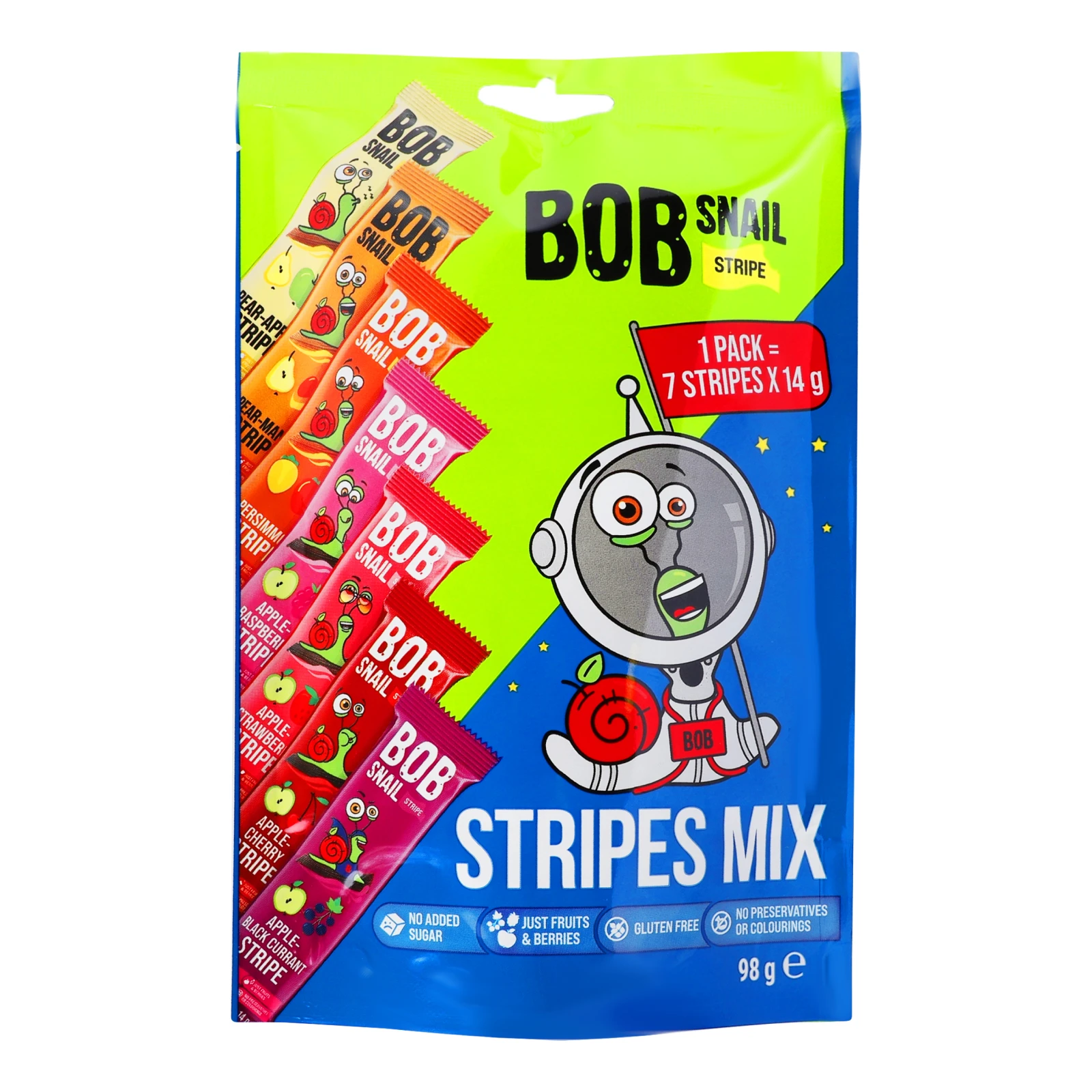 Набір цукерок Bob Snail Stripes Mix фруктових та фруктово-ягідних 98г Фото навігації №:1