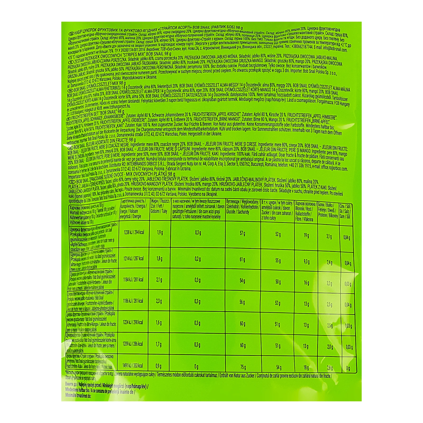 Набір цукерок Bob Snail Stripes Mix фруктових та фруктово-ягідних 98г Фото №:3