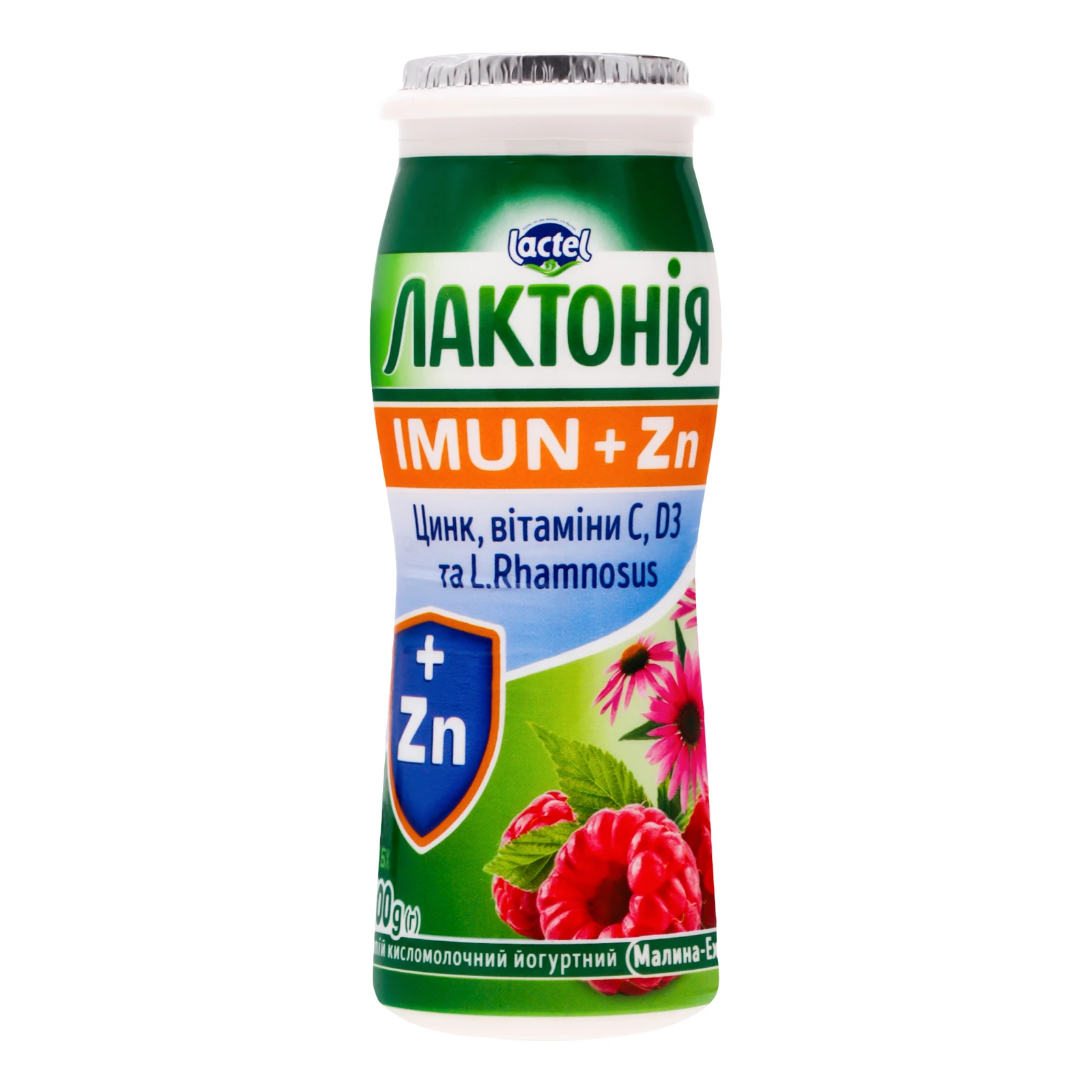 Напій кисломолочний Лактонія Imun+Zn Малина-ехінацея йогуртний 1.5% 100г Фото №:1