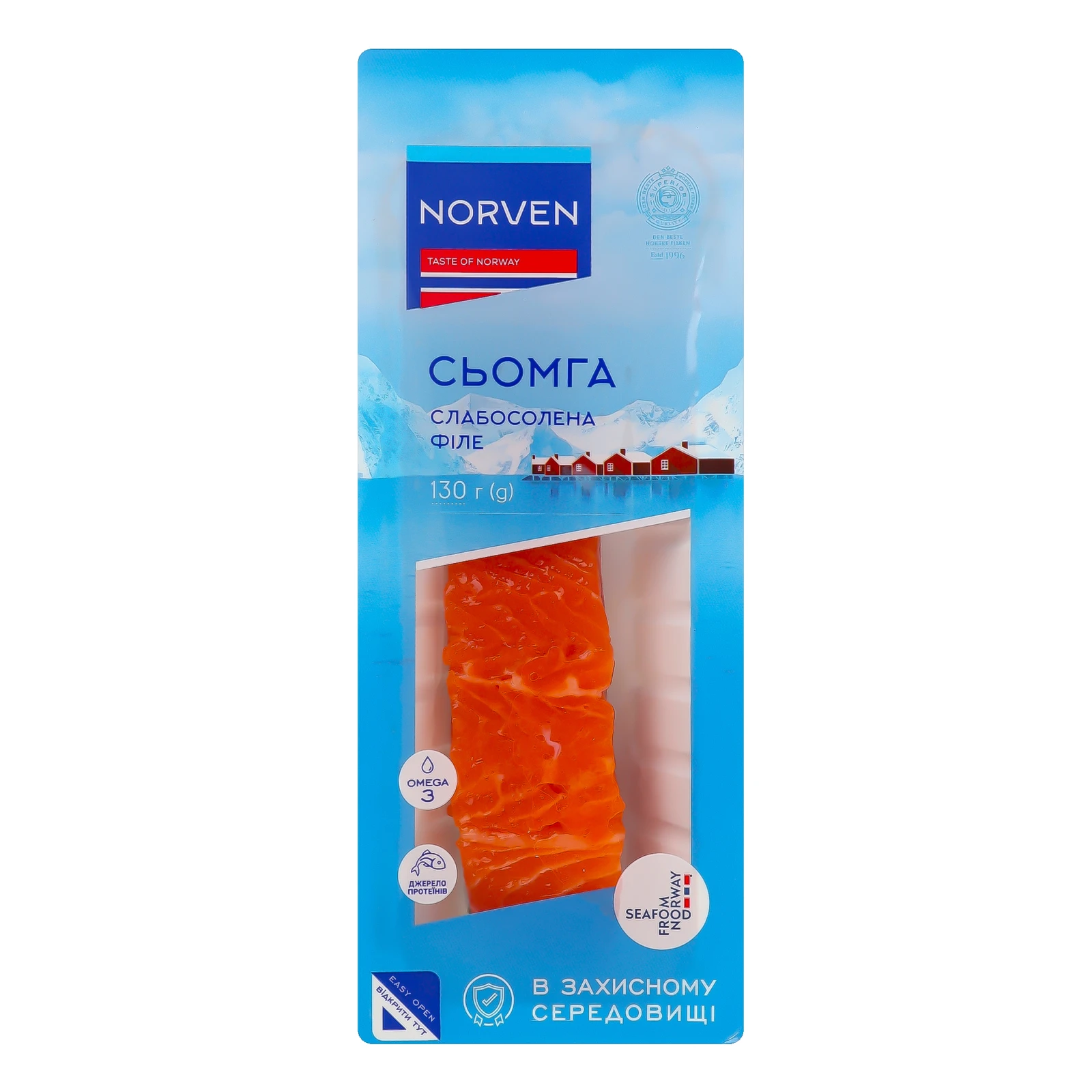 Сьомга Norven філе-шматок зі шкірою слабосолена 130г Фото №:1