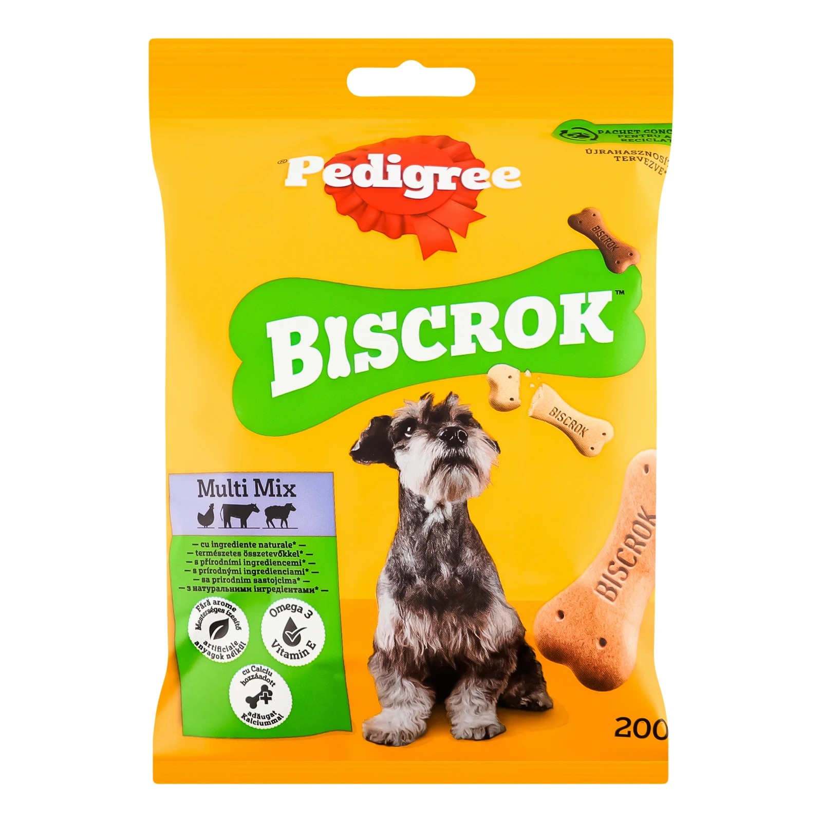 Корм для собак Pedigree Biscrok Multi mix сухий додатковий для дорослих собак Зі смаком курки, яловичини, ягнятини 200г