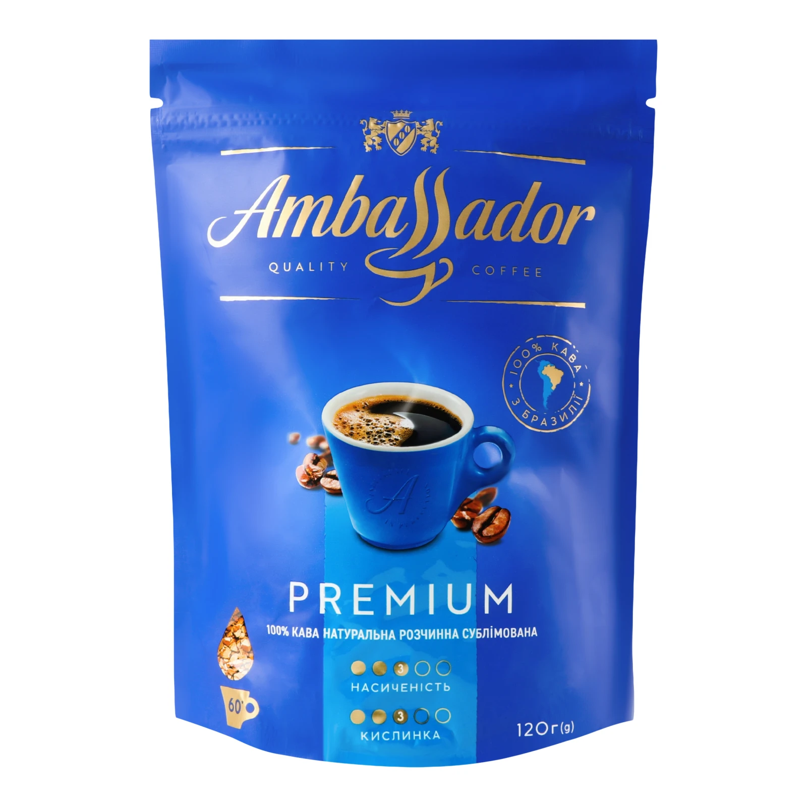 Кава Ambassador Premium натуральна розчинна сублімована 120г