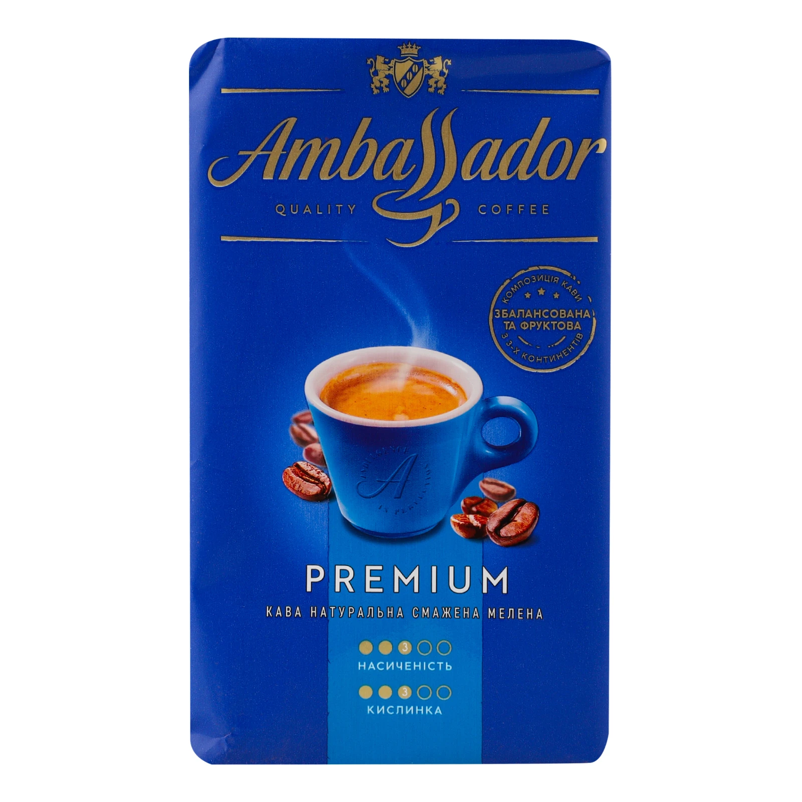 Кава Ambassador Premium натуральна смажена мелена 450г