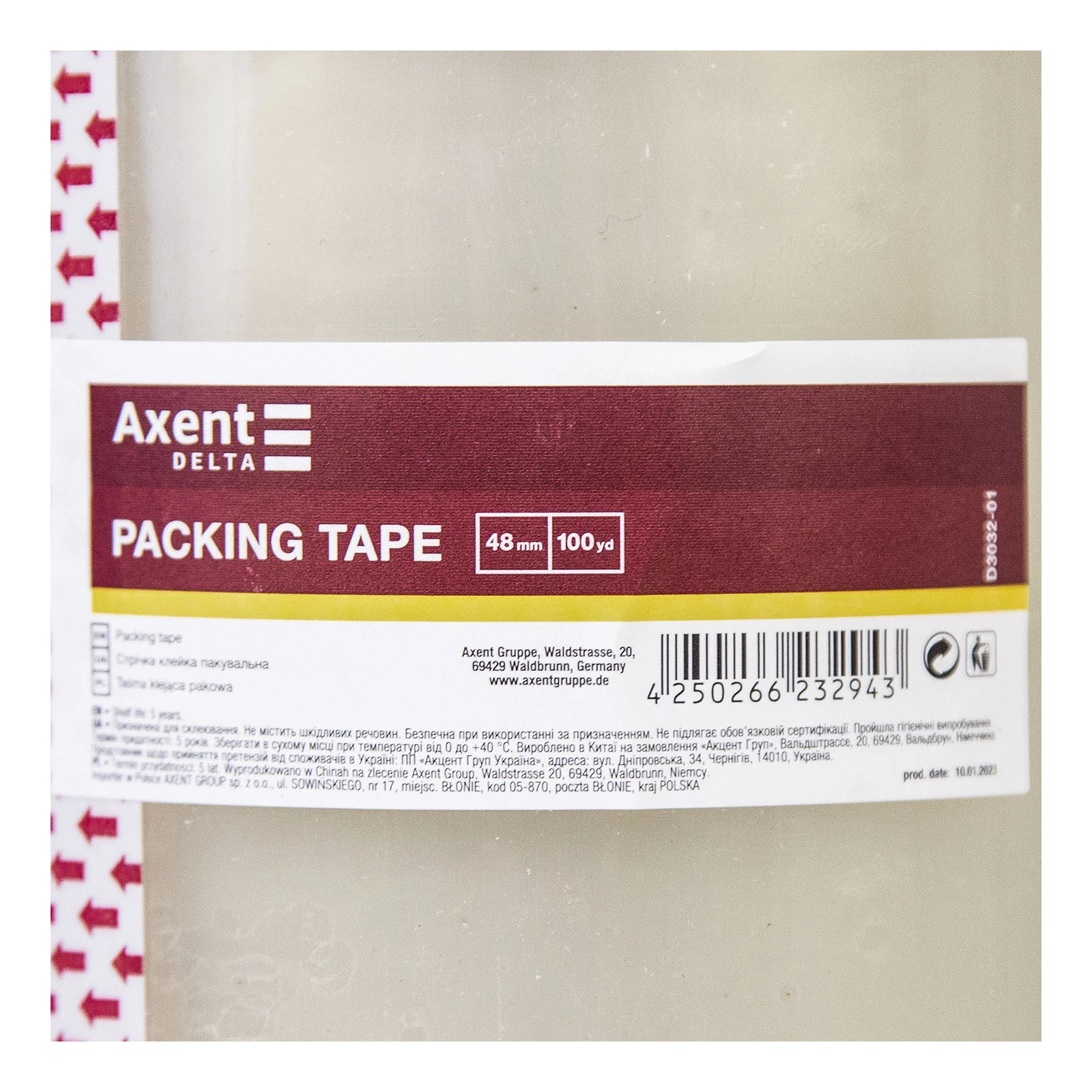 Стрічка Delta клейка пакувальна  48мм*100 ярд прозора Фото №:3