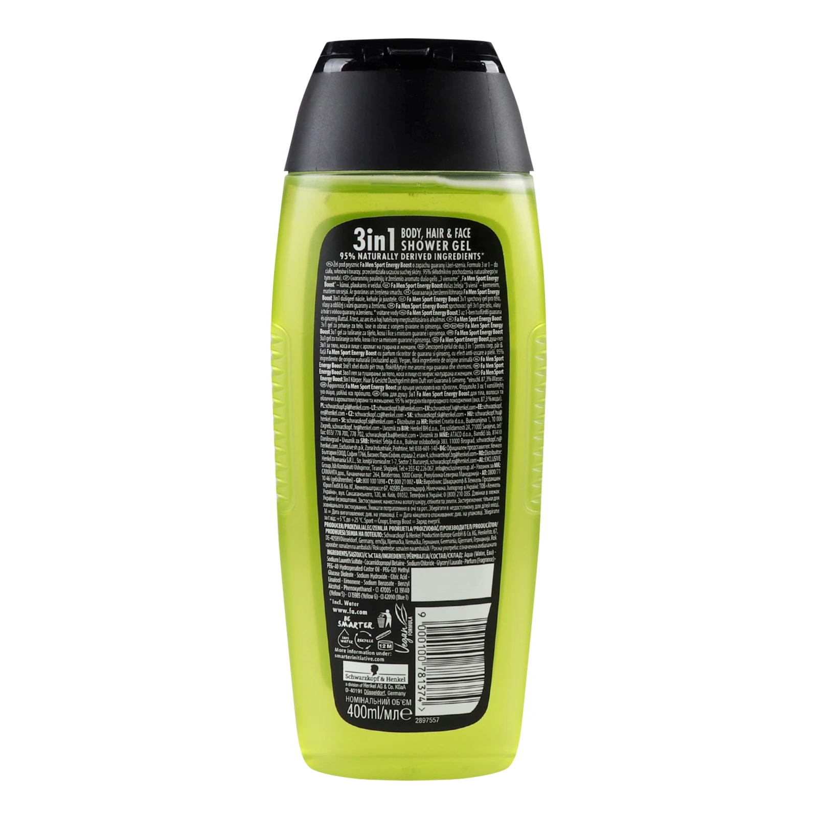 Гель для душу Fa Men Sport Energy Boost 3в1 400мл фото 2