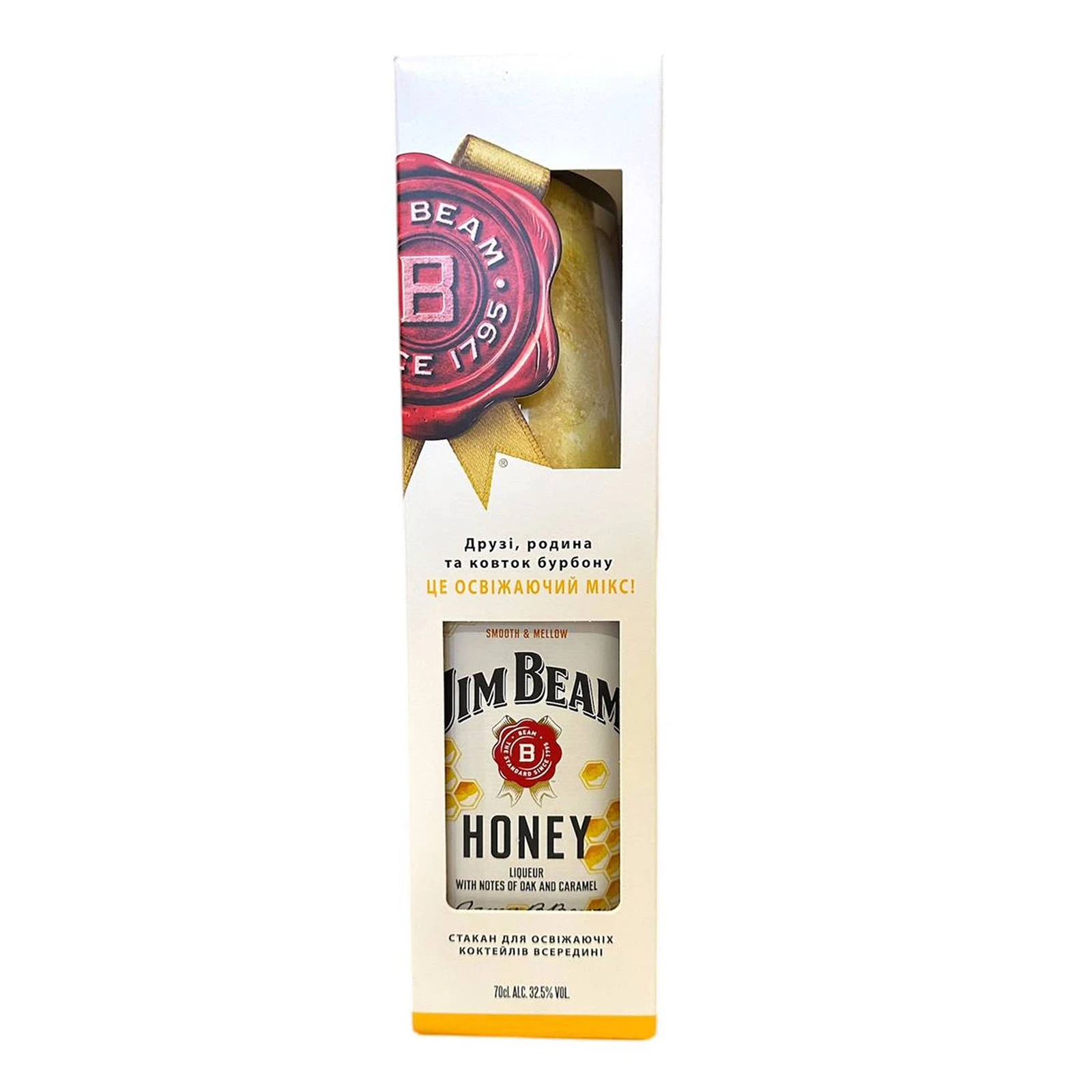 Набір Jim Beam лікер Honey 32.5% 0.7л + келих Фото навігації №:1