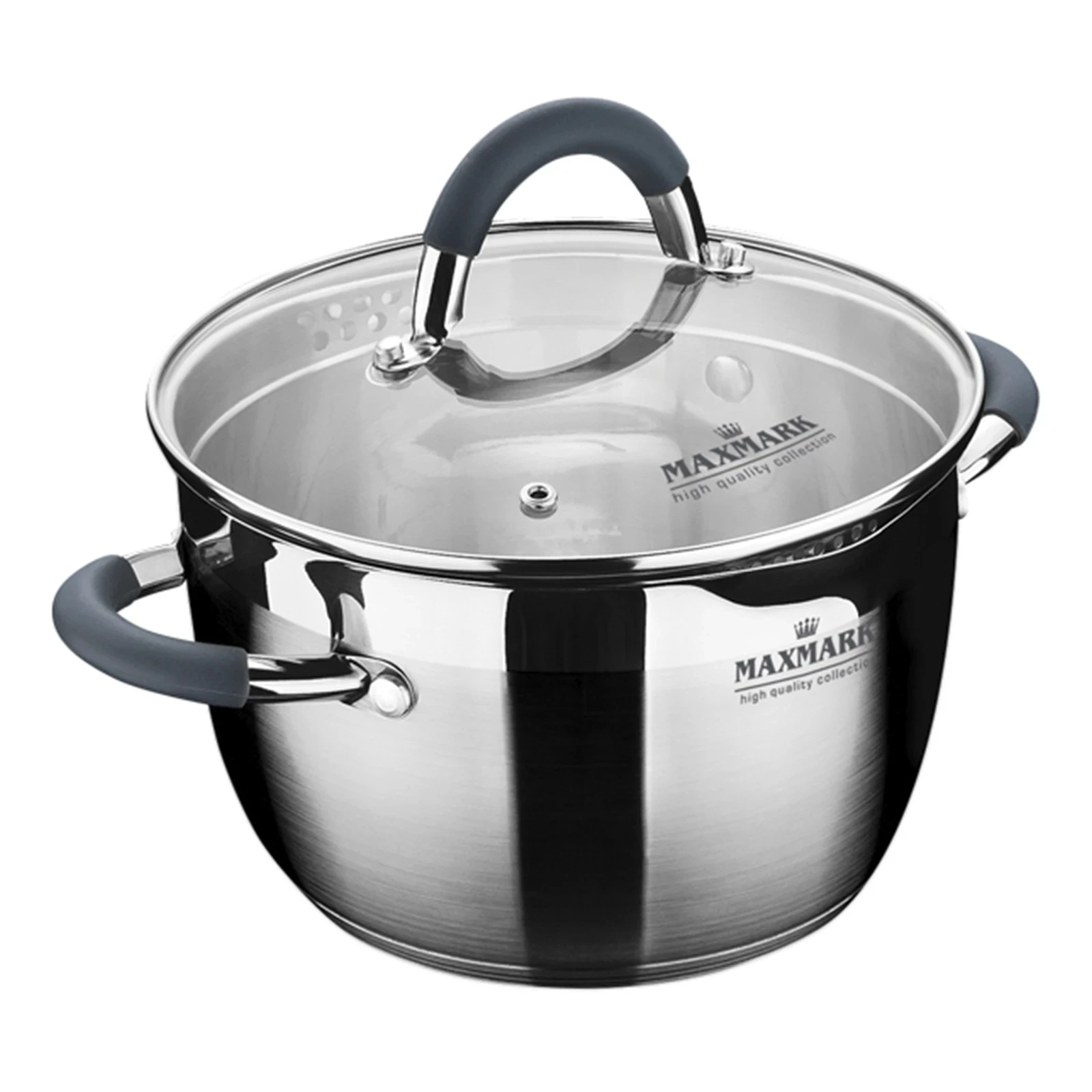 Каструля Maxmark з кришкою 22*13.5см 4л нержавіюча сталь MK-5604 Фото №:1