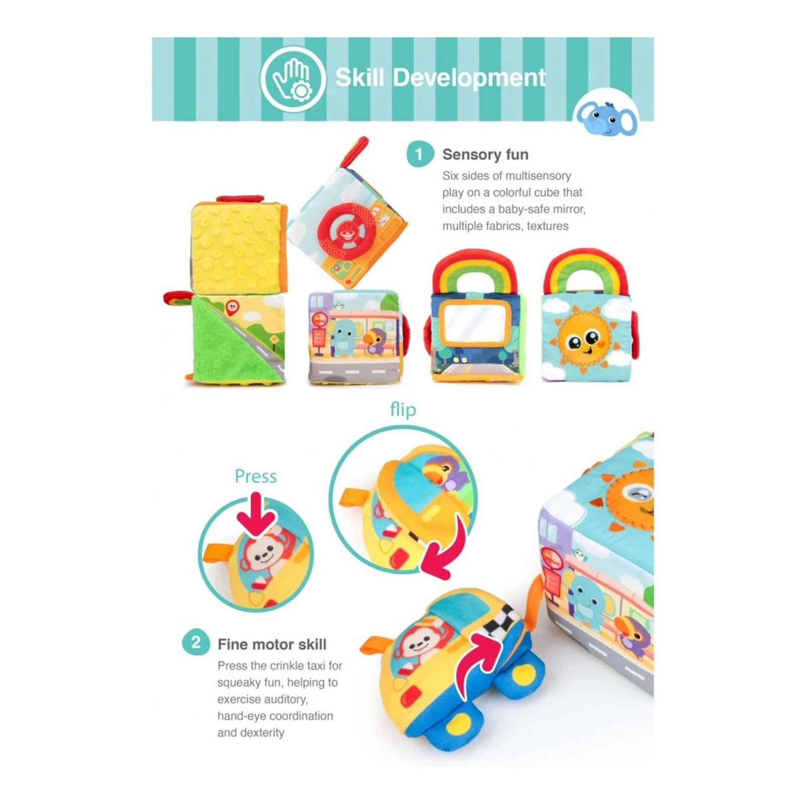 Іграшка-підвіска WinFun на візок Кубик 29см плюш, шелест, пискавка, дзеркало 0264-NI Фото №:2
