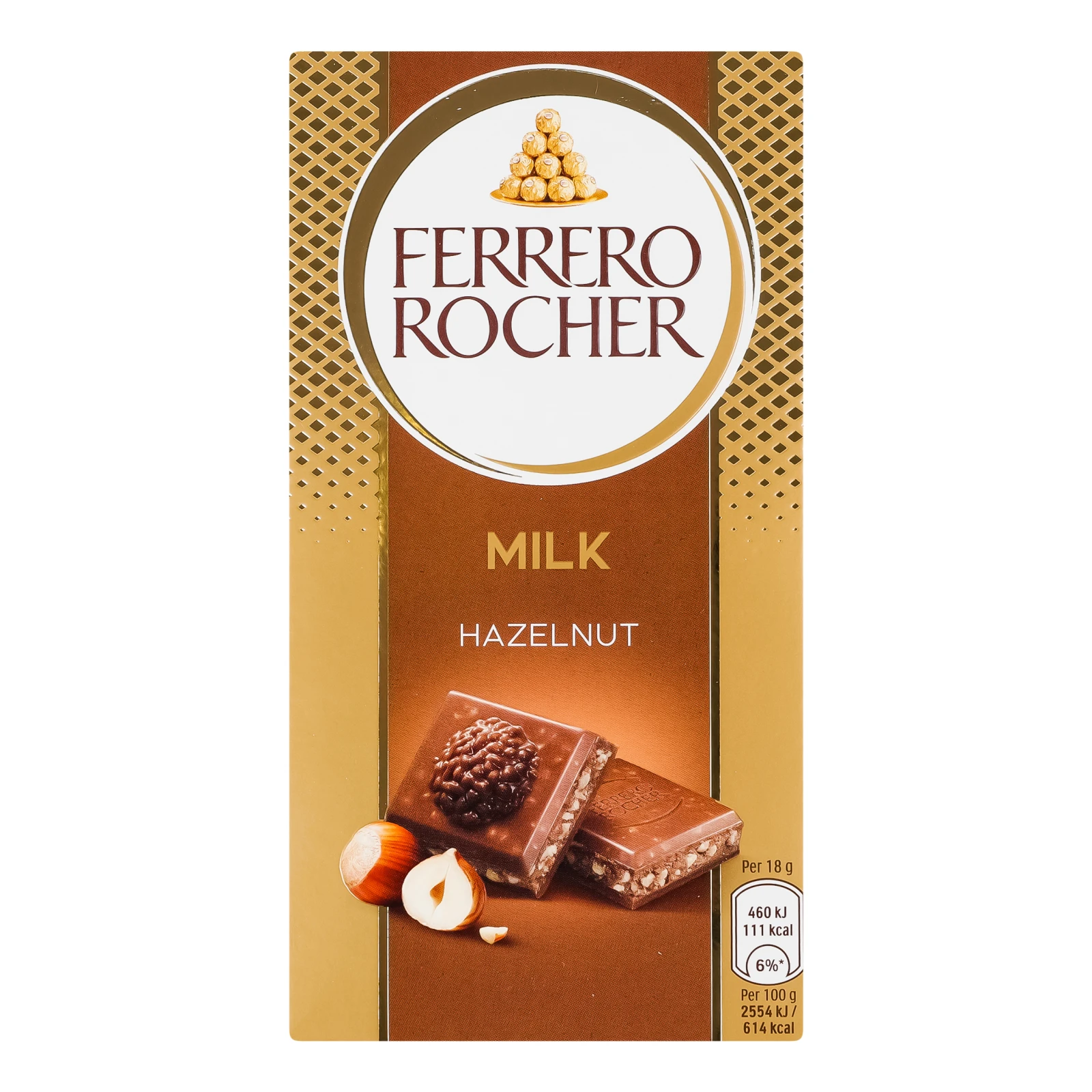 Шоколад Ferrero Rocher молочний з горіховою начинкою та подрібненими лісовими горіхами 90г