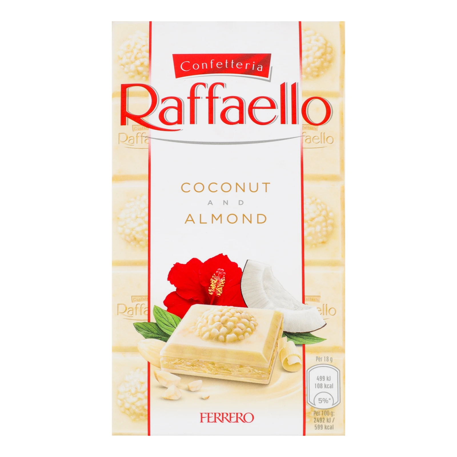 Шоколад Raffaello білий з кокосово-мигдальною начинкою 34% 90г Фото №:1