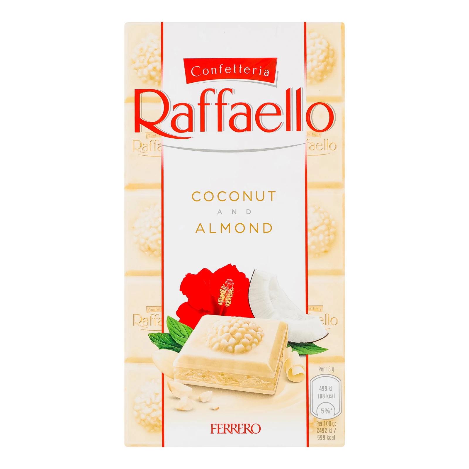Шоколад Raffaello білий з кокосово-мигдальною начинкою 34% 90г