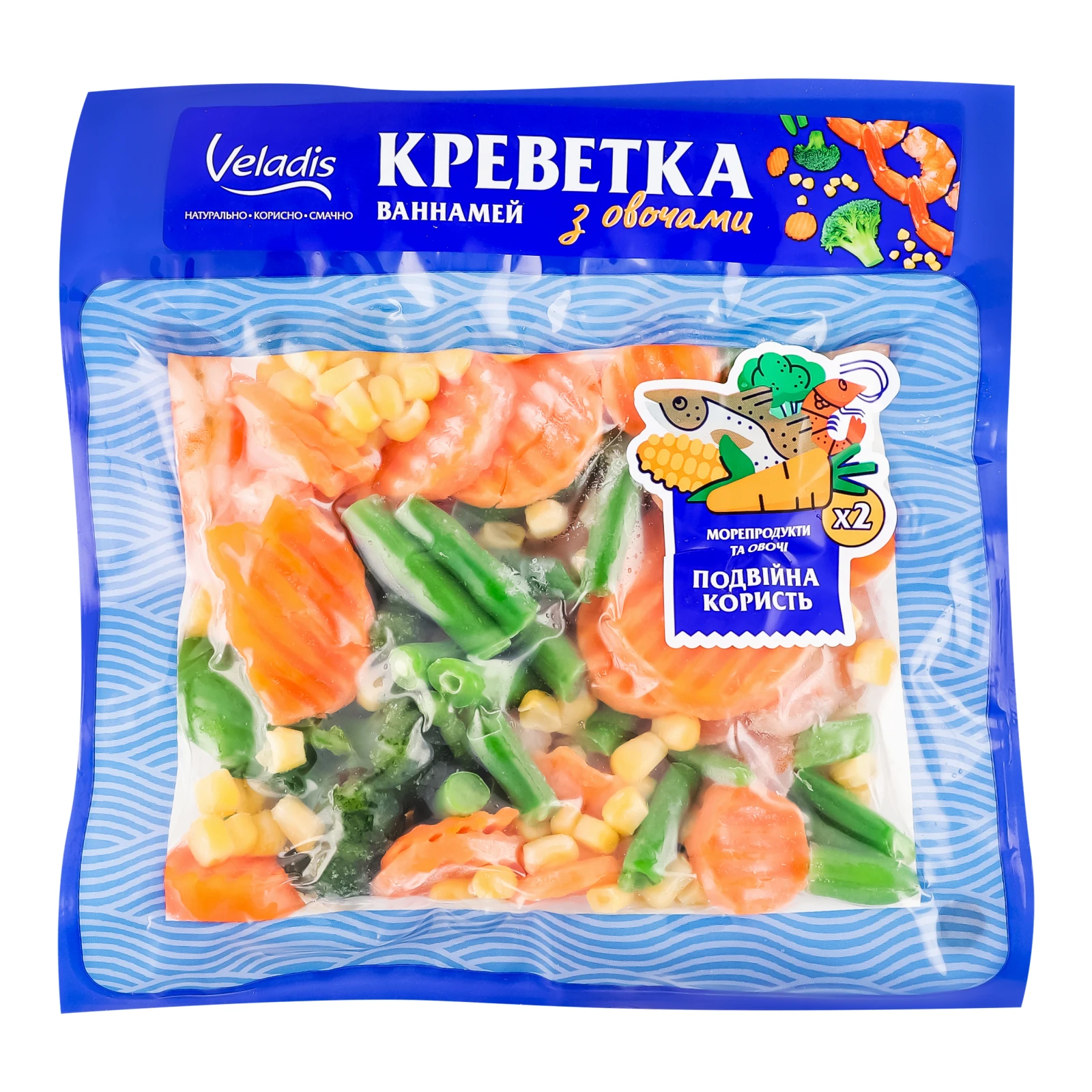 Креветка Veladis морожена ваннамей з овочами 400г Фото №:1