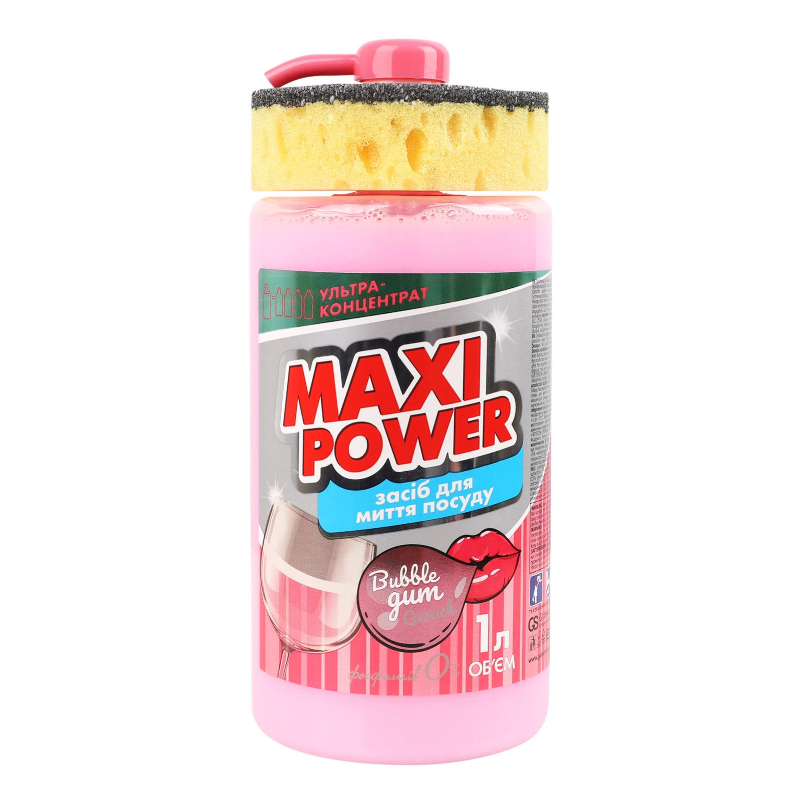 Засіб для миття посуду Maxi Power Bubble gum 1л Фото навігації №:1