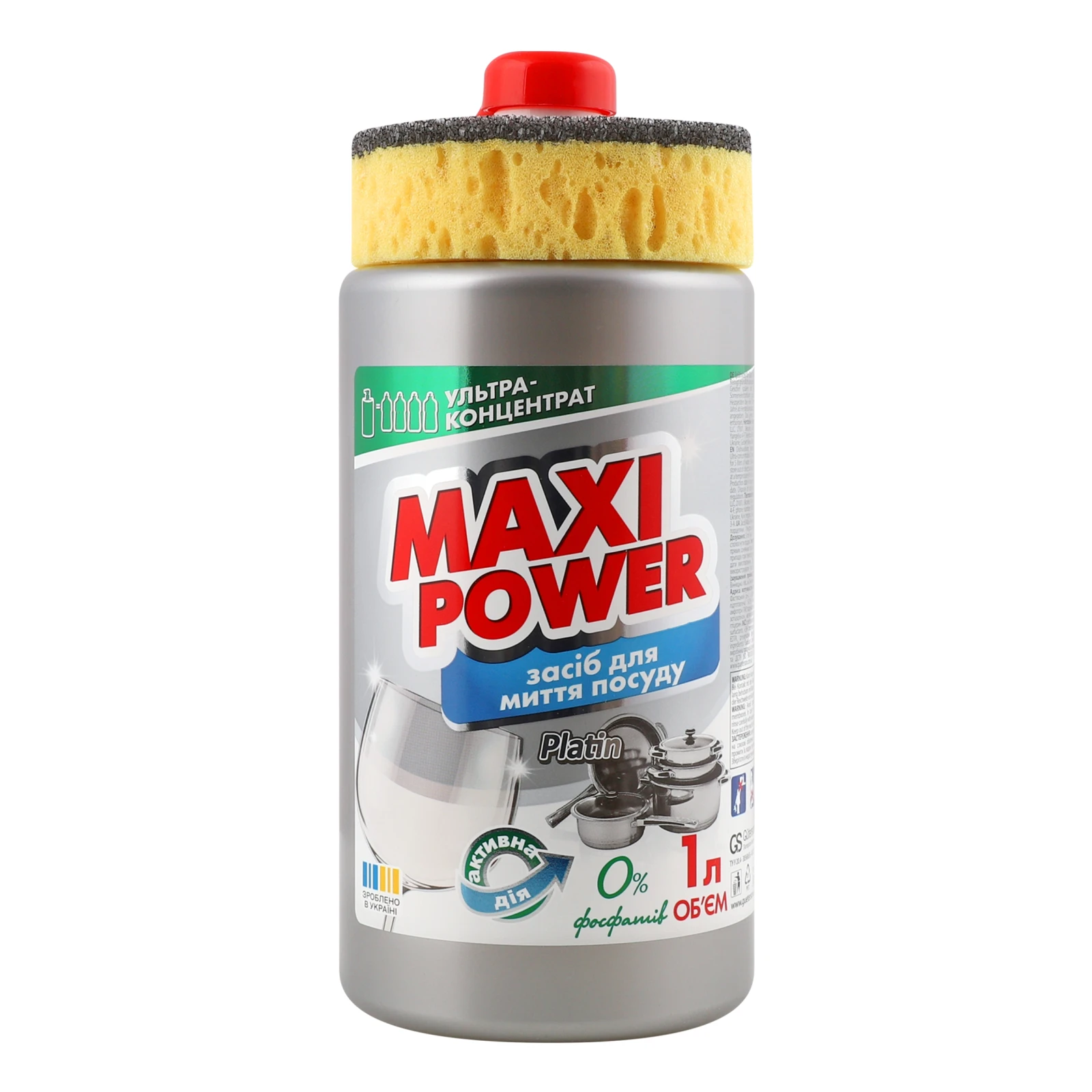 Засіб для миття посуду Maxi Power Платинум 1л Фото №:1