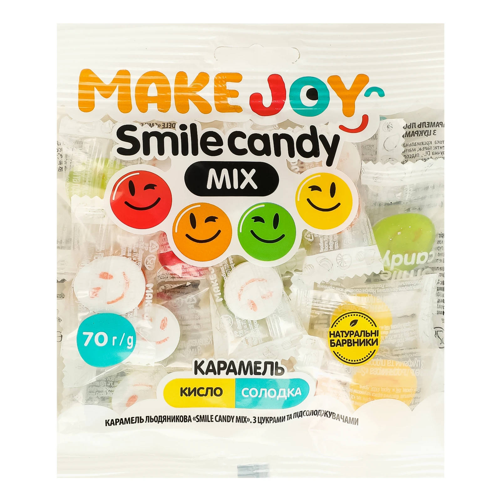 Карамель Make joy льодяникова Smile candy Mix 70г Фото №:1