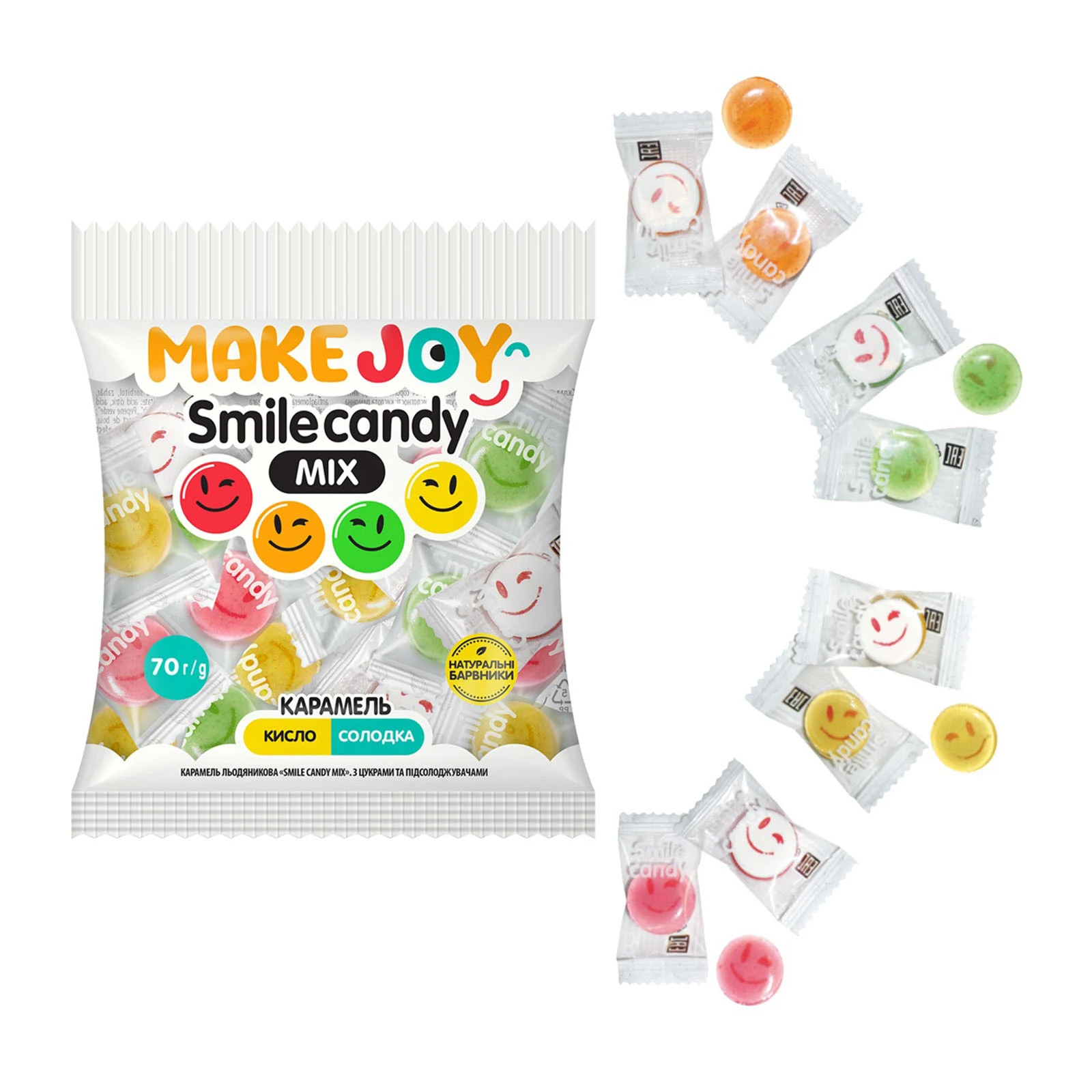 Карамель льодяникова Make joy Smile candy Mix 70г Фото №:1
