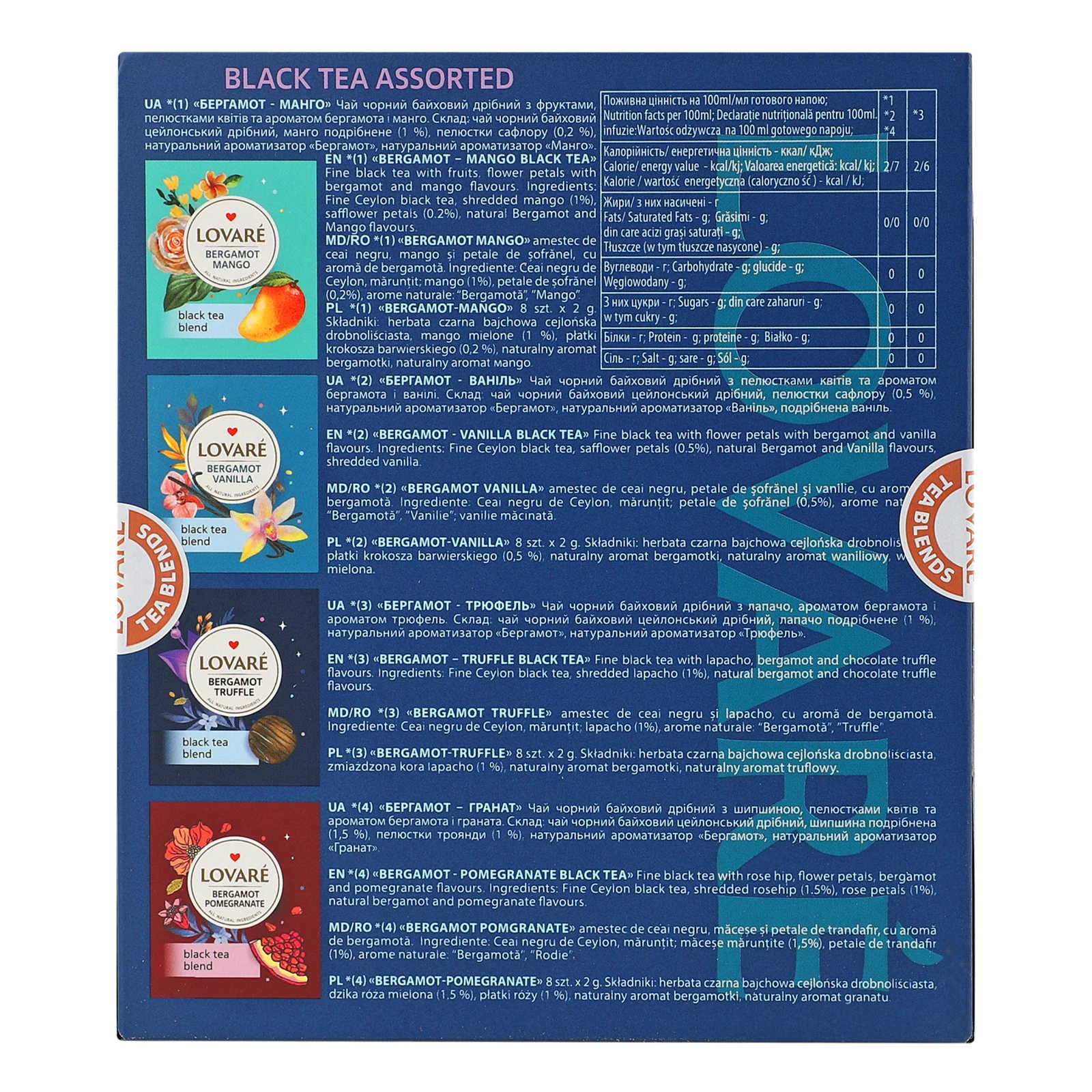 Чай Lovare Асорті Бергамот чорний 32х2г Фото №:2