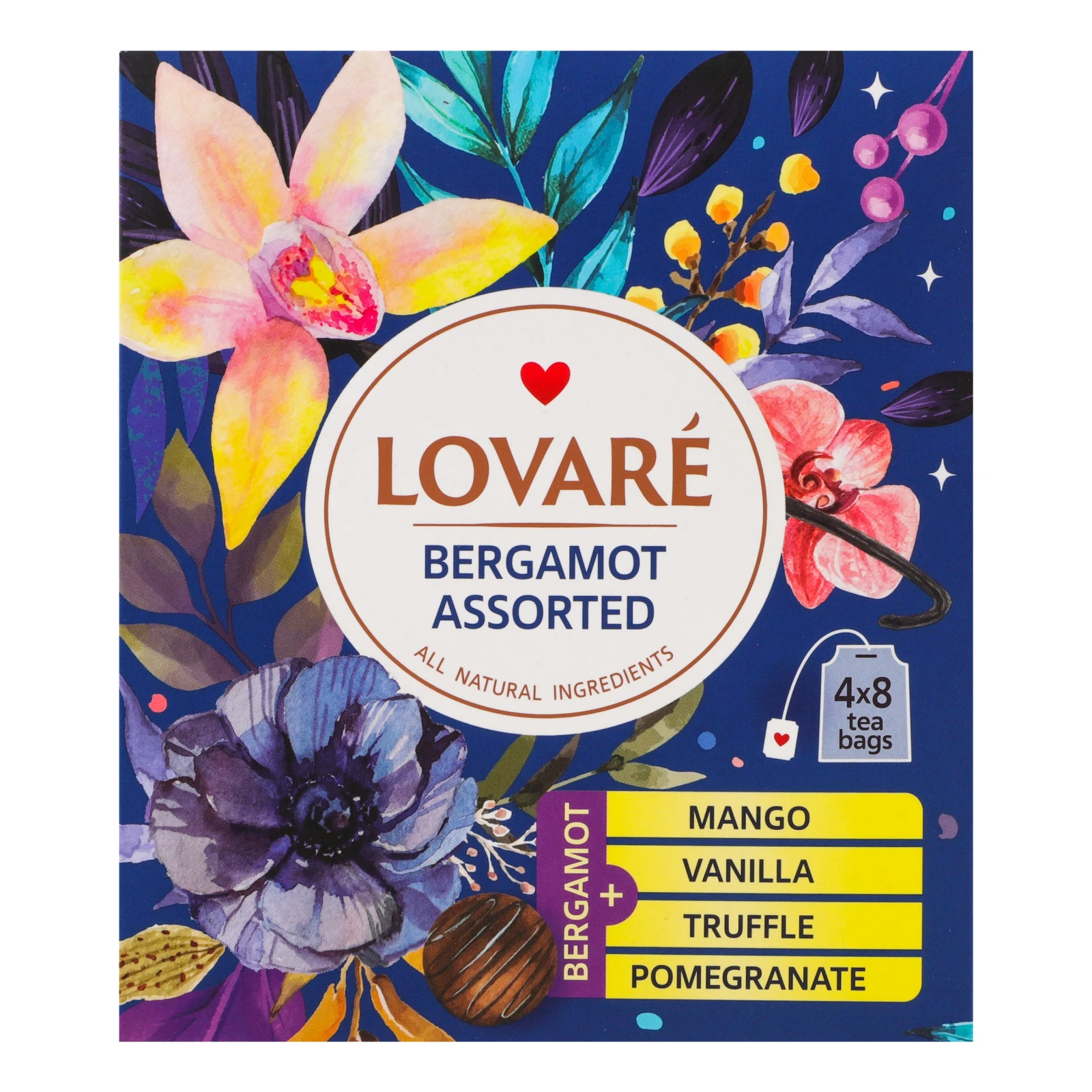 Чай Lovare Асорті Бергамот чорний 32*2г Фото навігації №:1