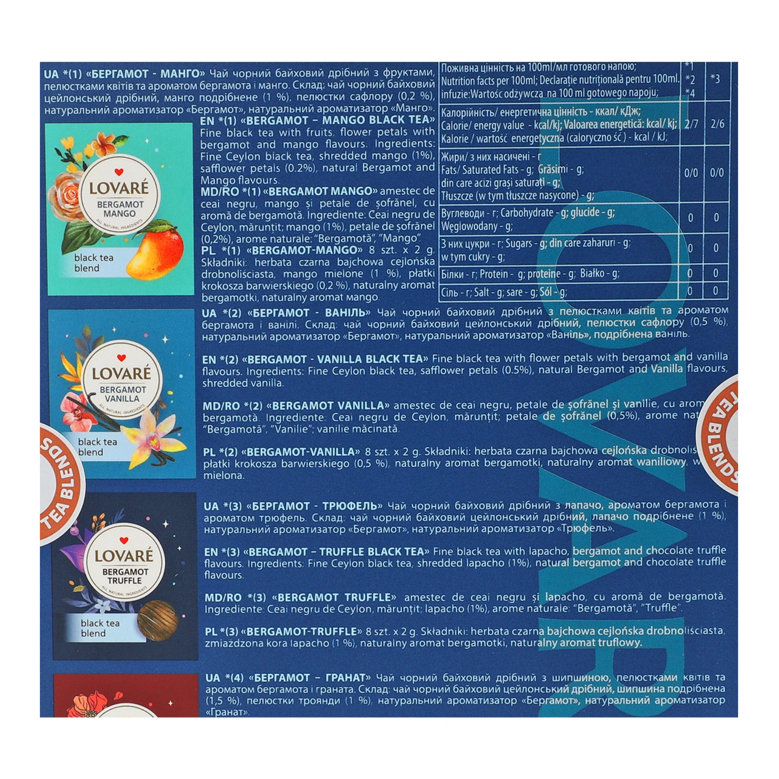Чай Lovare Асорті Бергамот чорний 32х2г Фото №:3