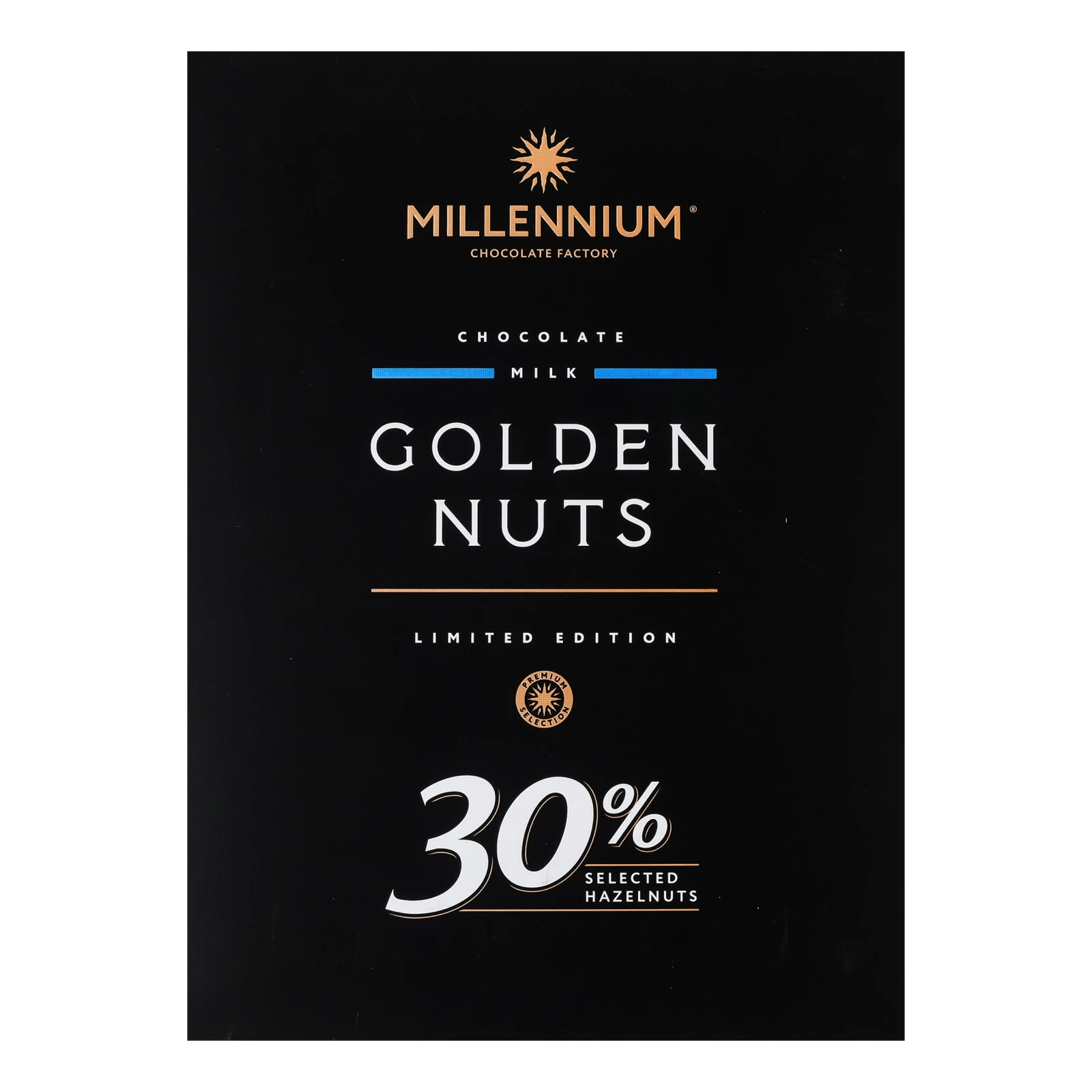 Шоколад Millennium Golden Nuts молочний з цілим фундуком 1.1кг Фото №:2