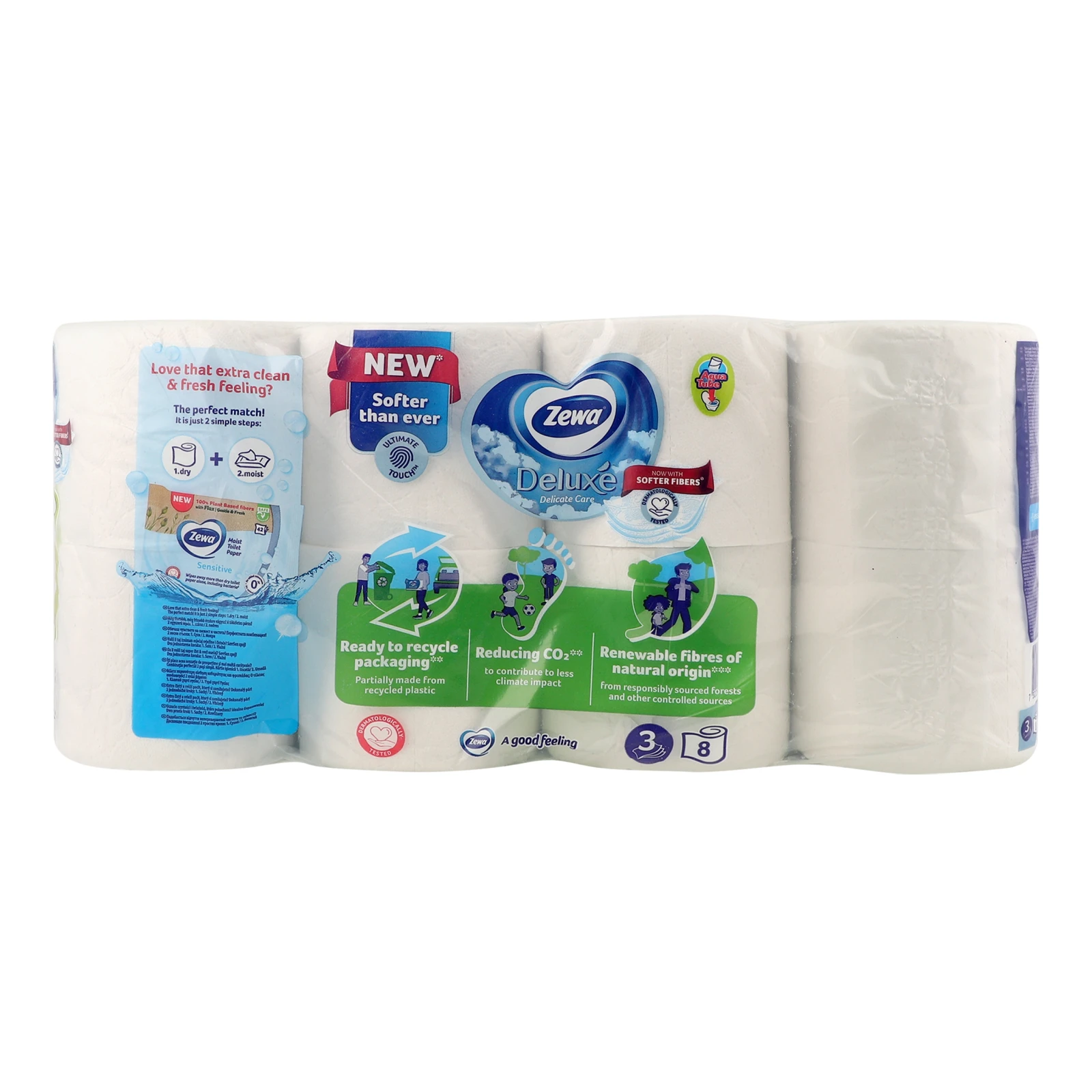 Папір туалетний Zewa Deluxe Delicate Care 3-х шаровий 8шт/уп фото 2