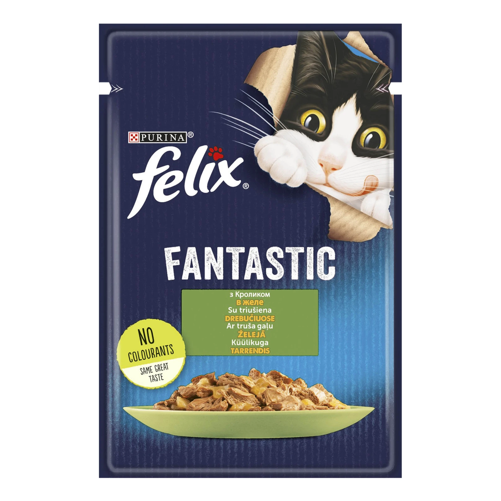 Корм для котів Felix Fantastic консервований повнораціонний для дорослих котів з кроликом у желе 85г Фото навігації №:1