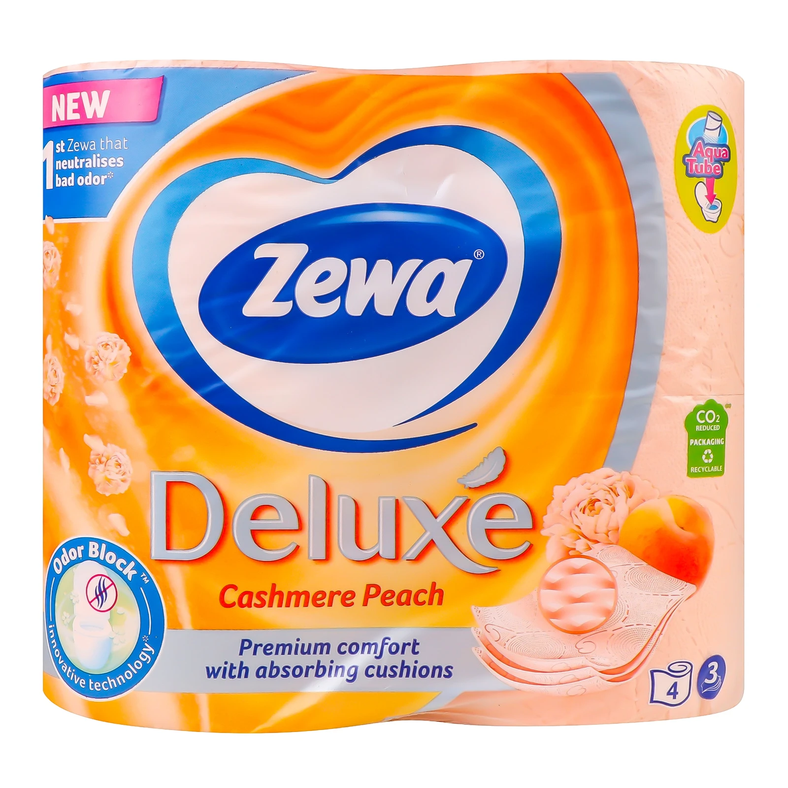 Папір туалетний Zewa Deluxe Cashmere Peach 3-х шарова ароматизована 4шт/уп Фото навігації №:1
