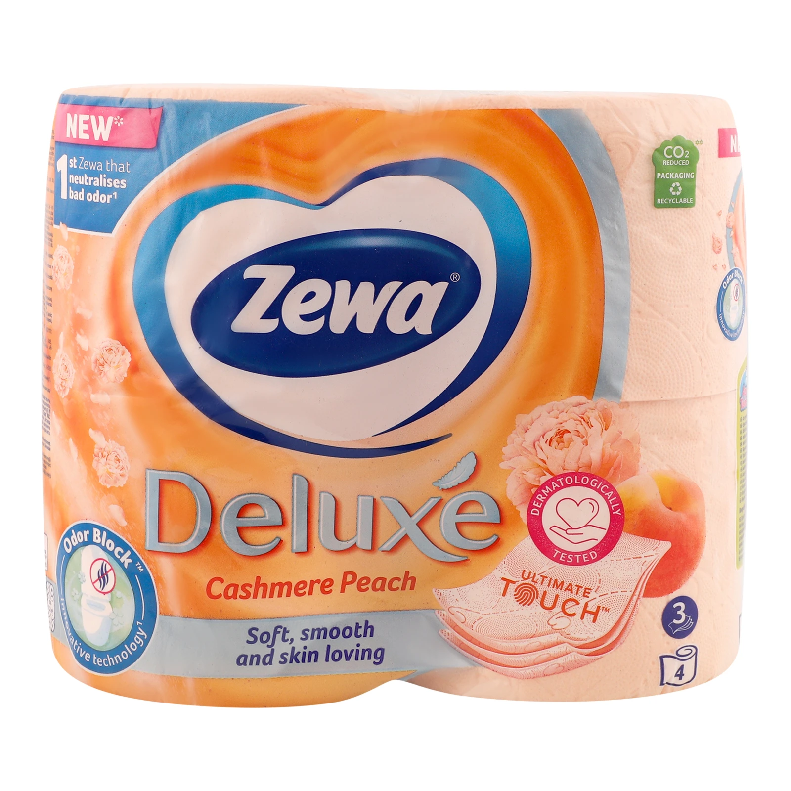 Папір туалетний Zewa Deluxe Cashmere Peach 3-х шарова ароматизована 4шт/уп Фото №:1
