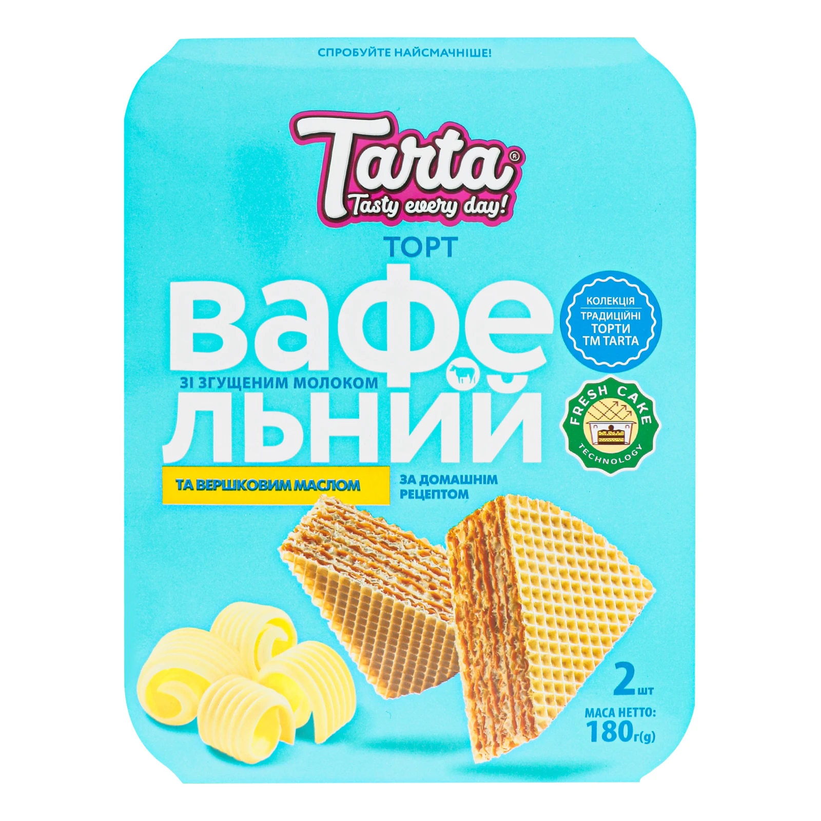 Торт Tarta Вафельний зі згущеним молоком та вершковим маслом 180г Фото №:1