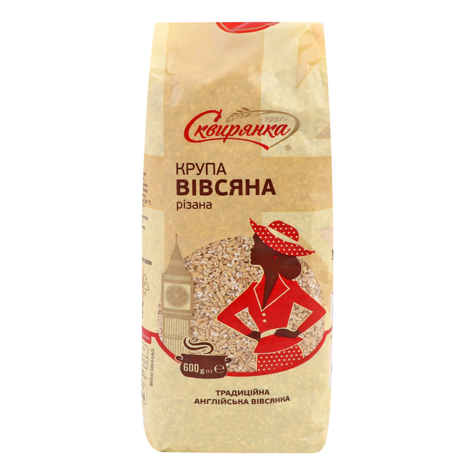 Крупа вівсяна Сквирянка різана 600г Фото №:1