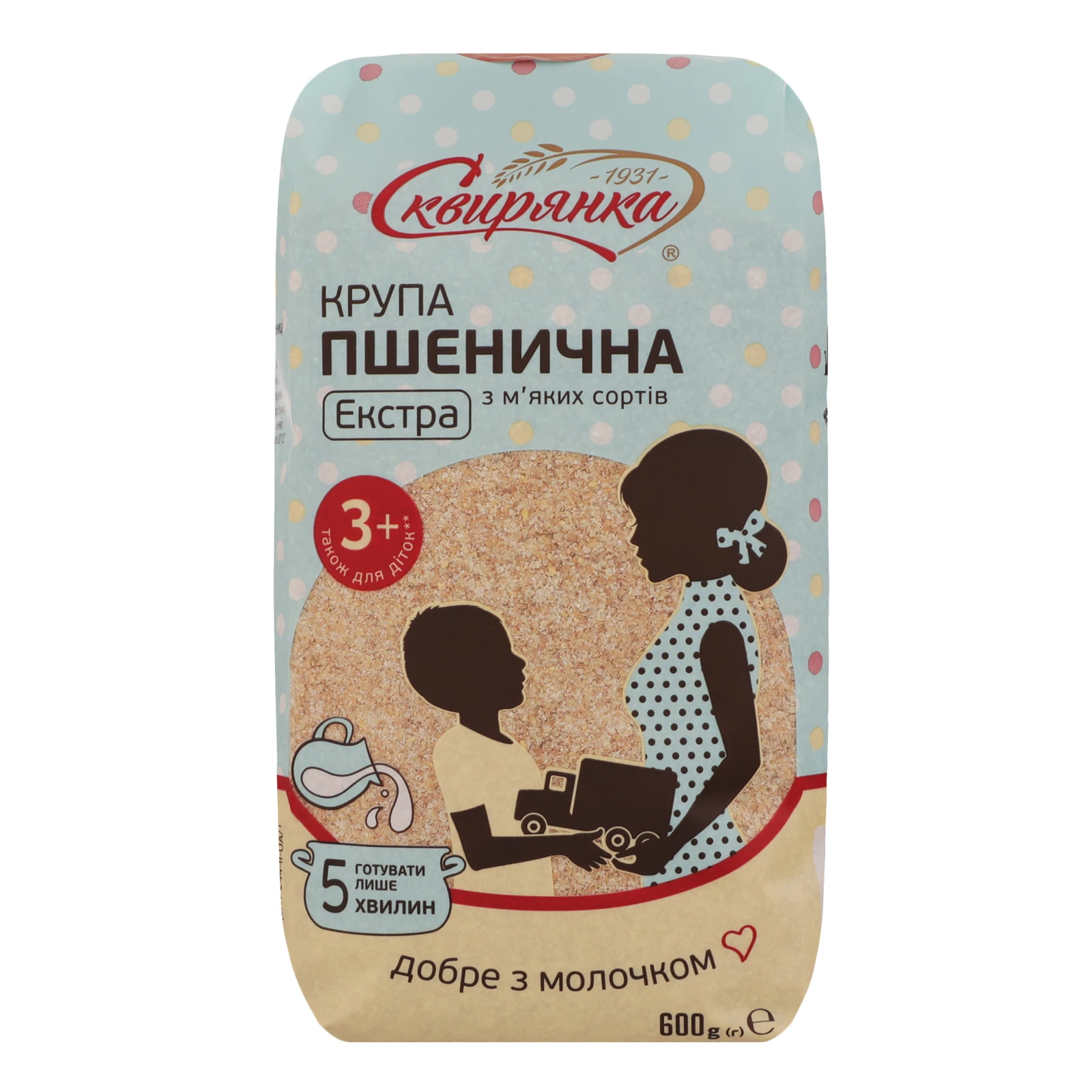 Крупа пшенична Сквирянка Екстра з м'яких сортів для дітей від 3-х років 600г