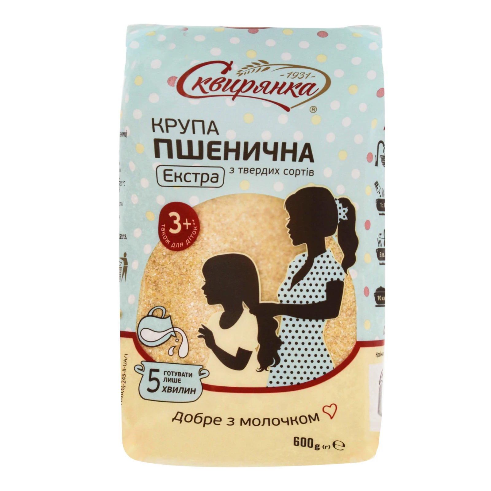 Крупа пшенична Сквирянка Екстра з твердих сортів 600г Фото №:1