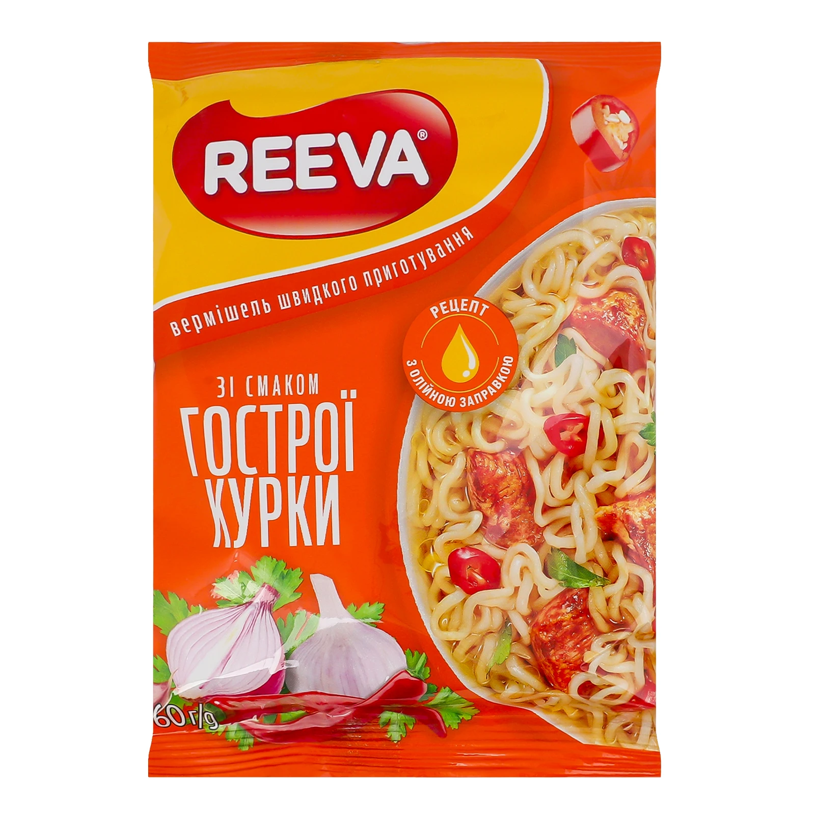 Вермішель Reeva швидкого приготування зі смаком Гострої курки 60г