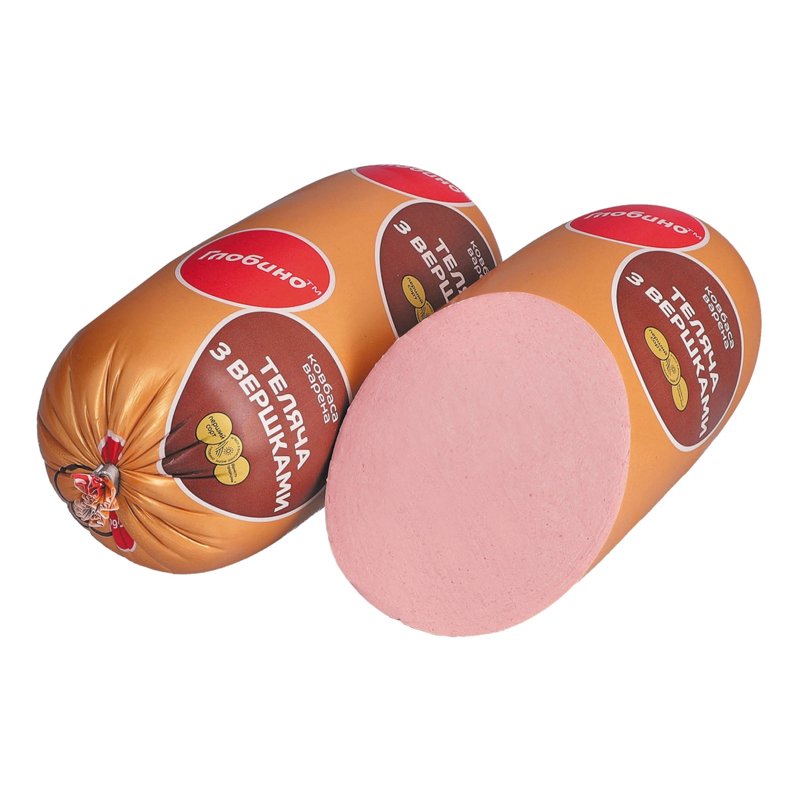 Ковбаса Глобино Теляча з вершками варена вищий сорт Фото №:1