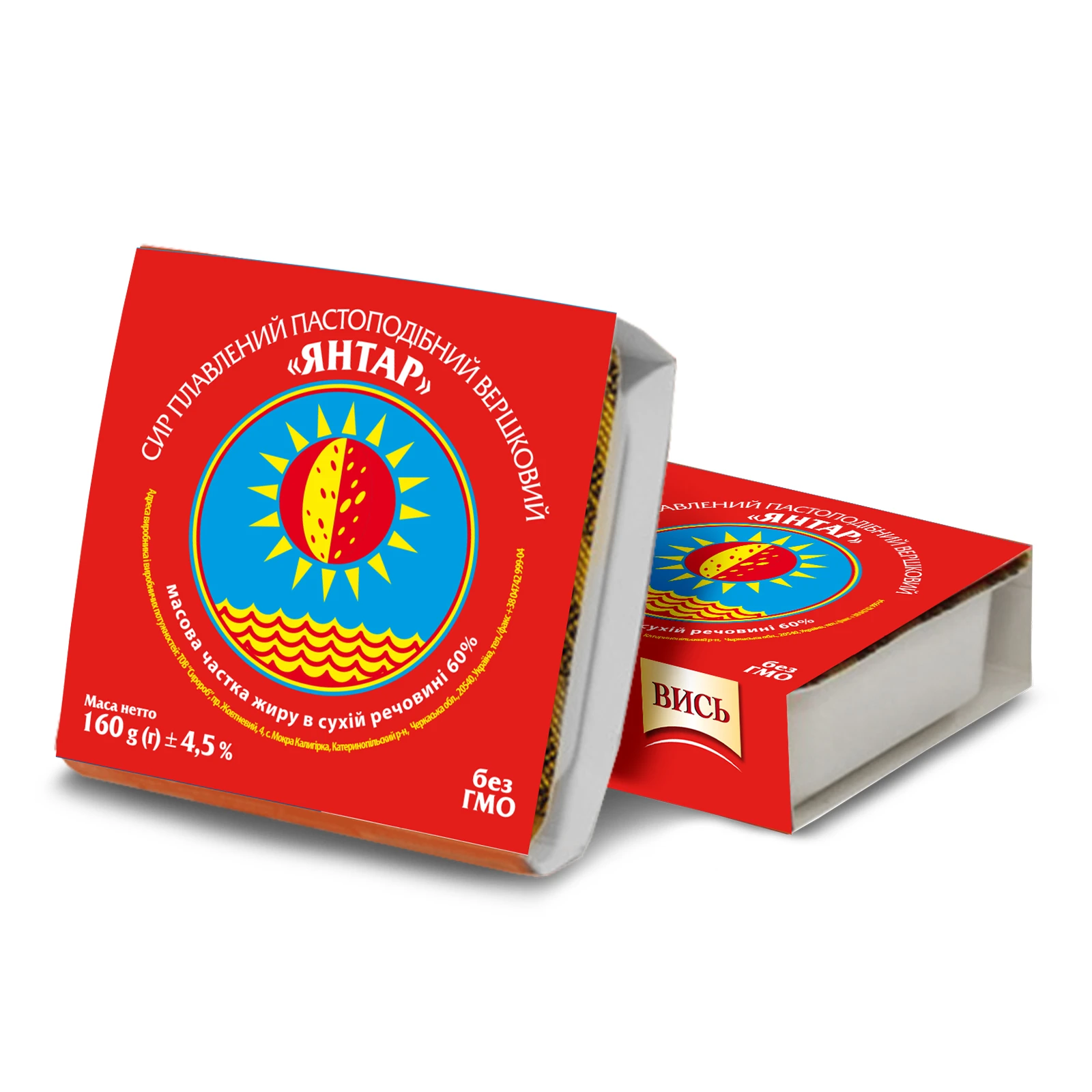 Сир плавлений Вись Янтар пастоподібний вершковий 60% 160г Фото №:1