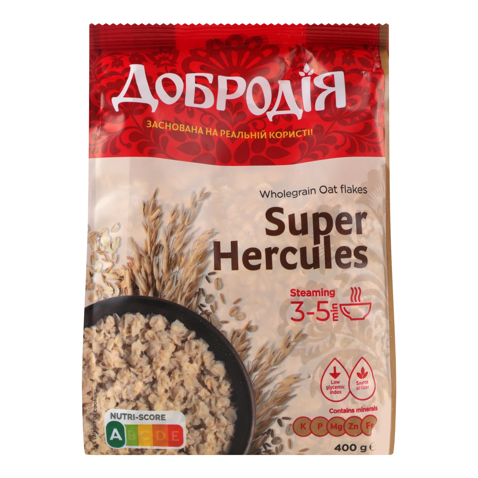 Пластівці Добродія Супер Геркулес вівсяні цільнозернові 400г Фото №:2
