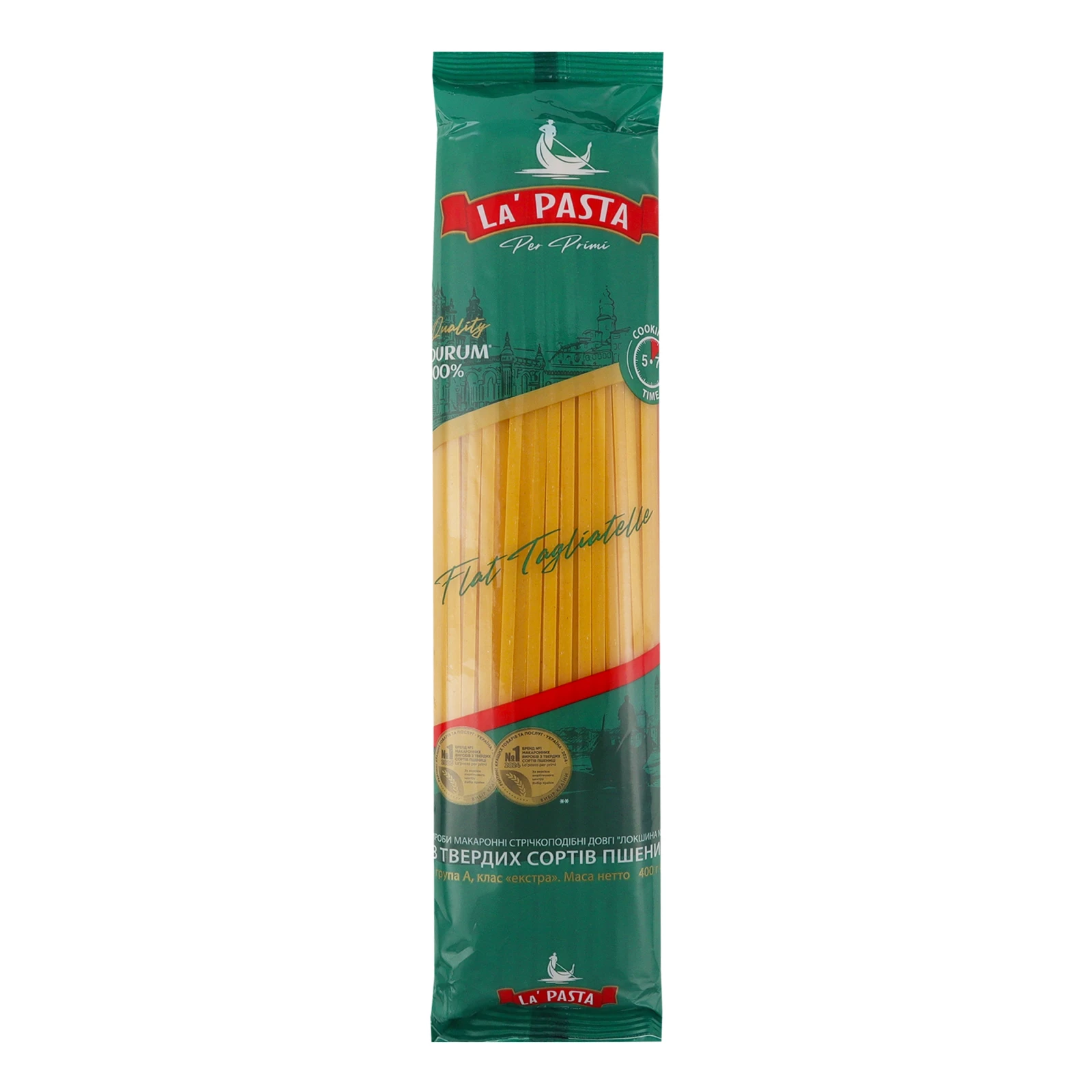 Макаронні вироби La' Pasta Per Primi Локшина №524 з твердих сортів пшениці стрічкоподібні довгі 400г Фото навігації №:1