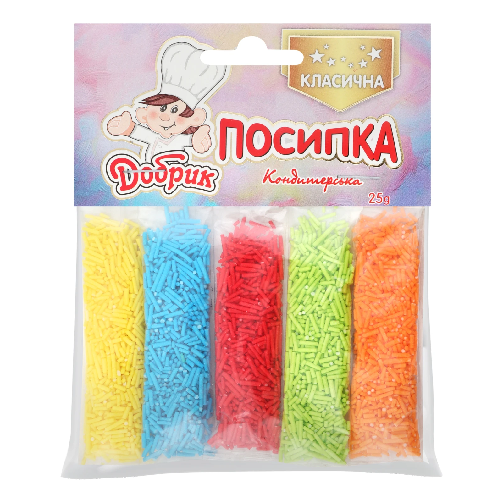 Посипка кондитерська Добрик 25г Класична 5 кольорів паличка Фото №:1