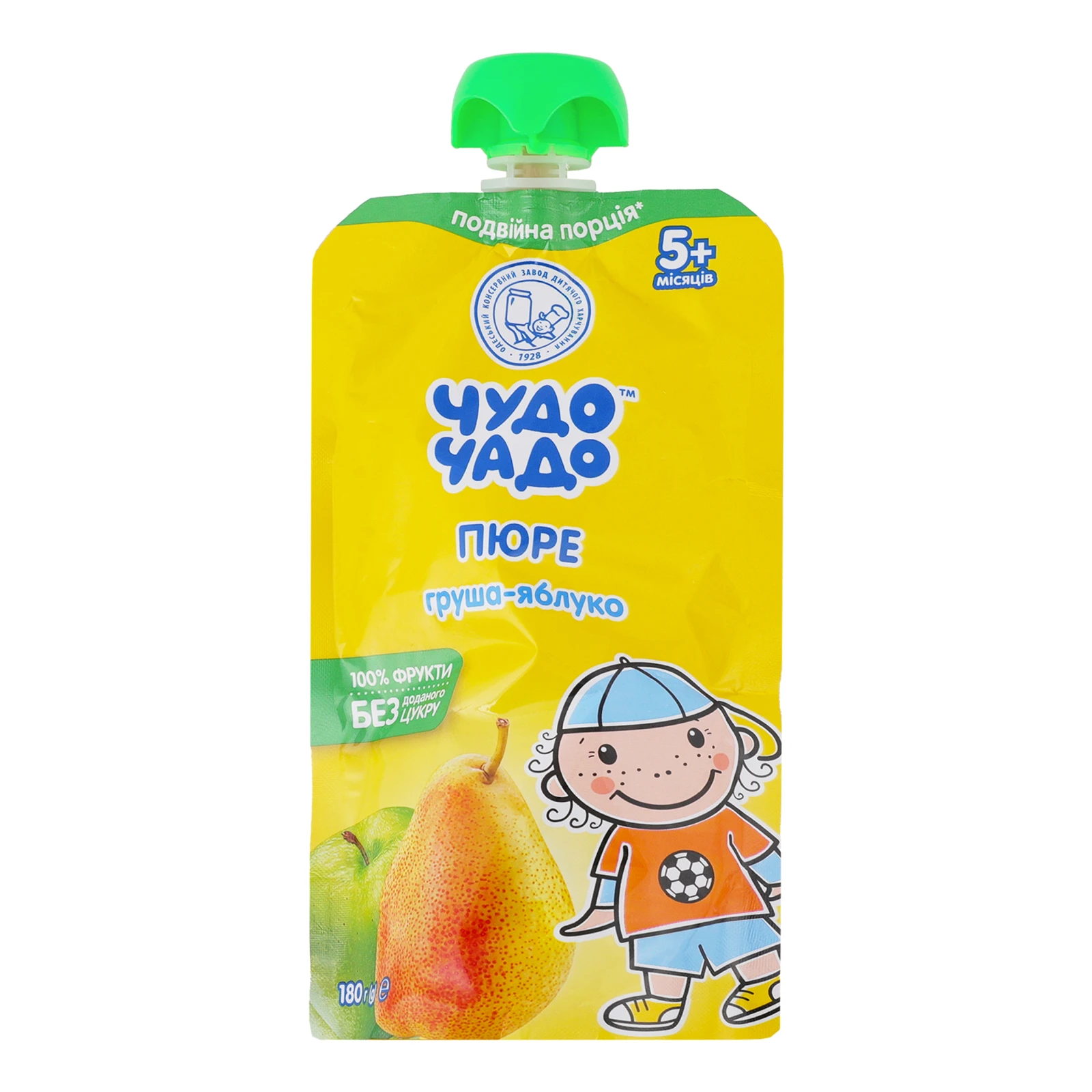 Пюре Чудо-Чадо без цукру гомогенізоване стерилізоване Груша-яблуко для дітей від 5-ти місяців 180г Фото №:1