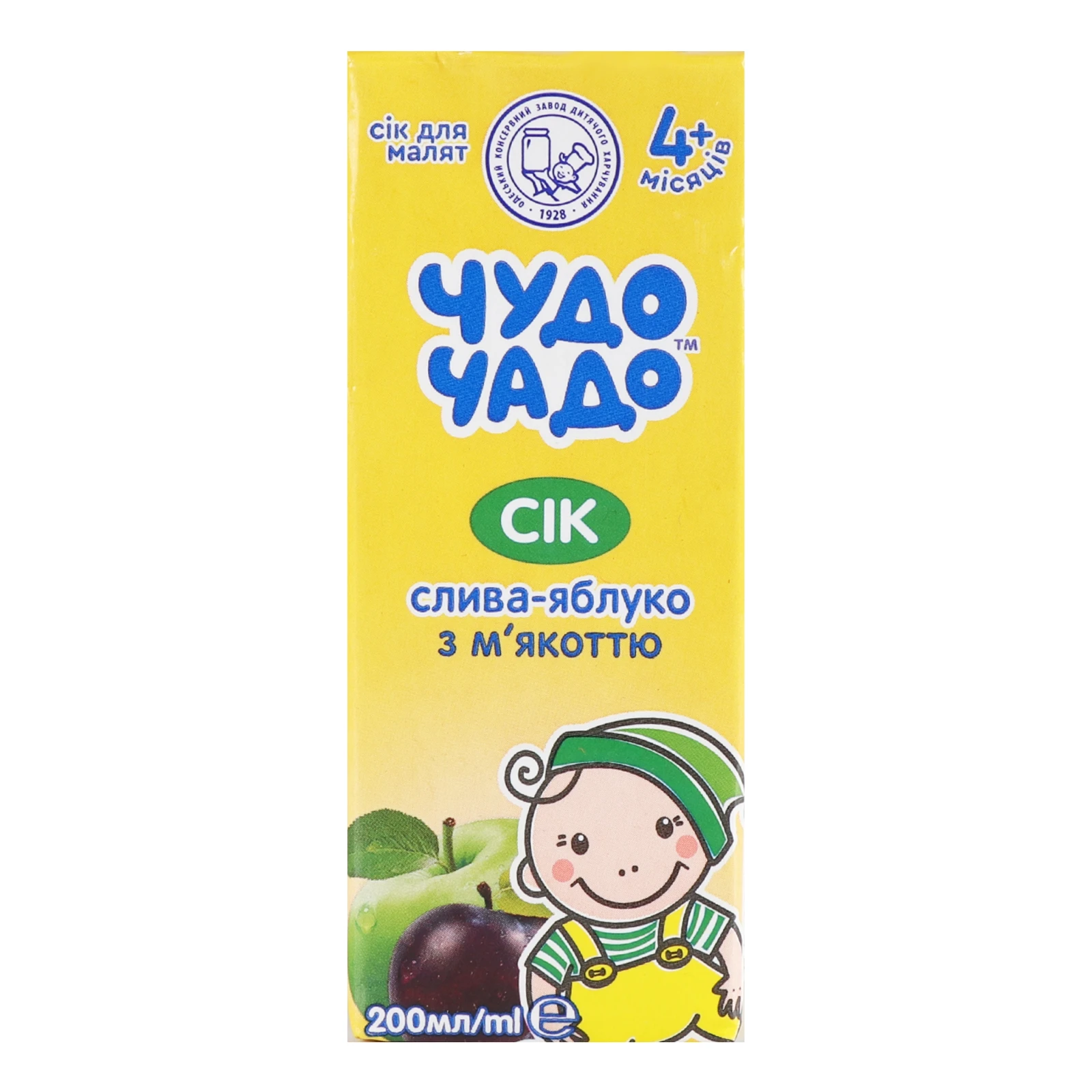 Сік Чудо-чадо Слива-яблуко з м'якоттю для дітей від 4-х місяців 200мл Фото №:1