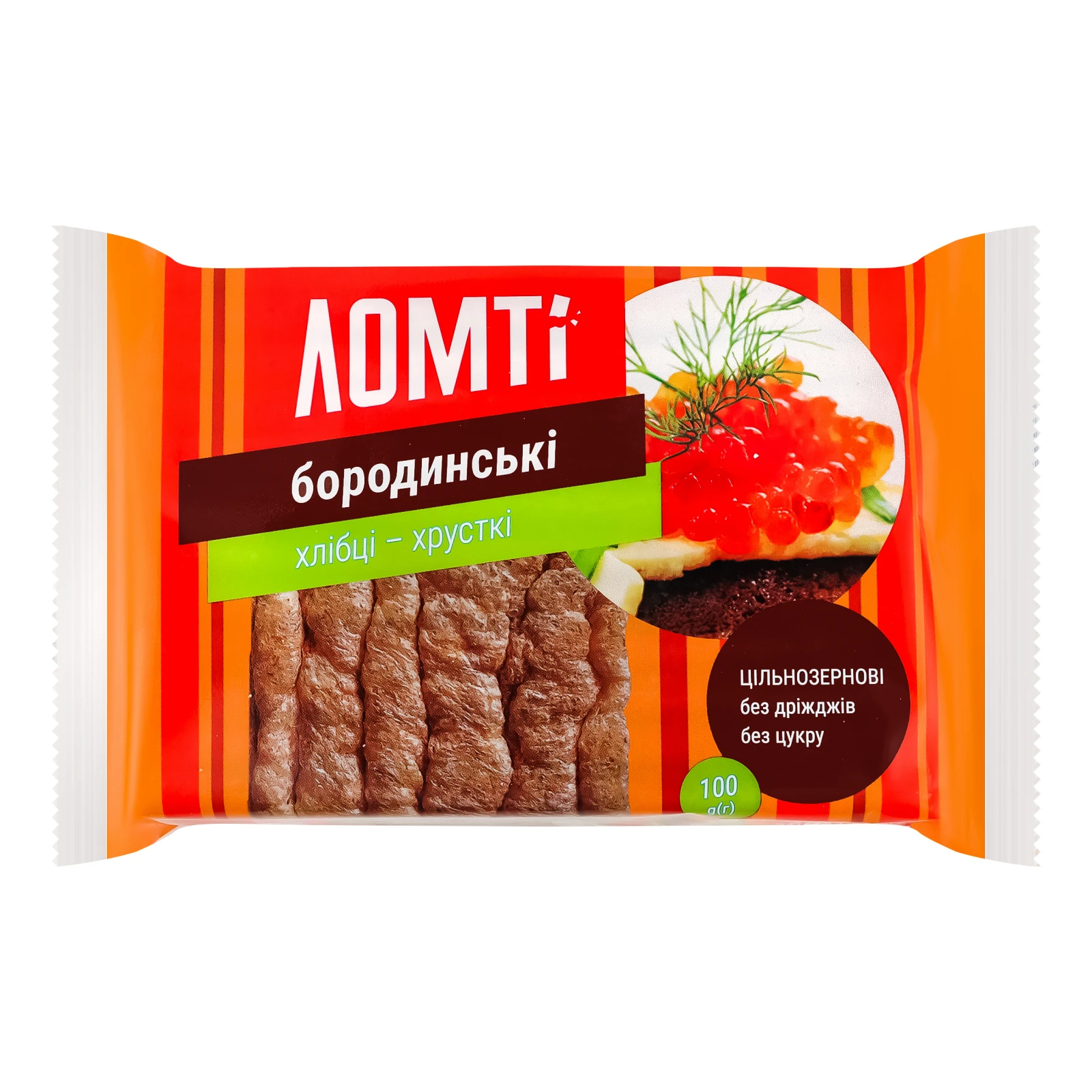Хлібці Ломті цільнозернові хрусткі Бородинські 100г Фото №:1
