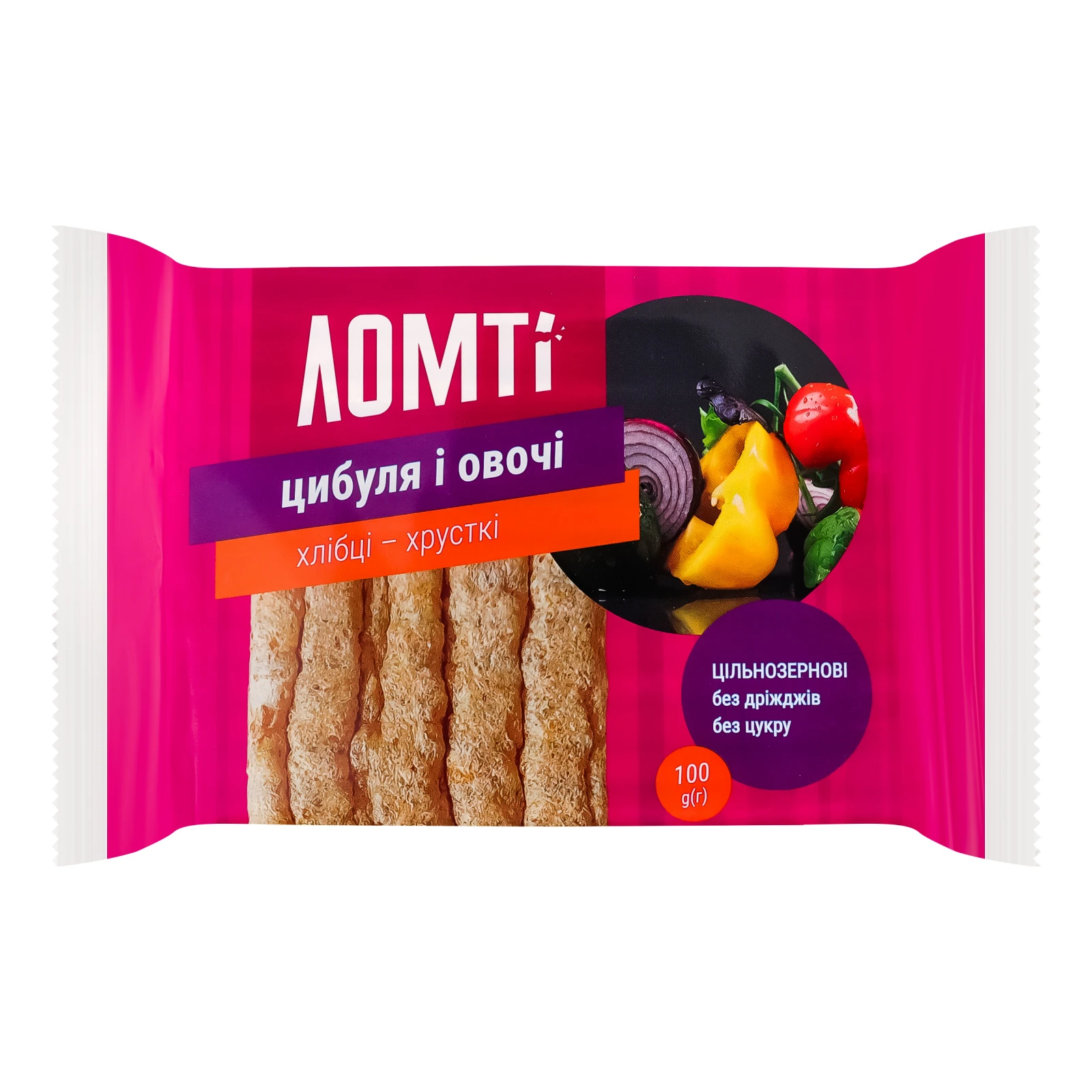 Хлібці Ломті цільнозернові хрусткі Цибуля і овочі 100г Фото №:1