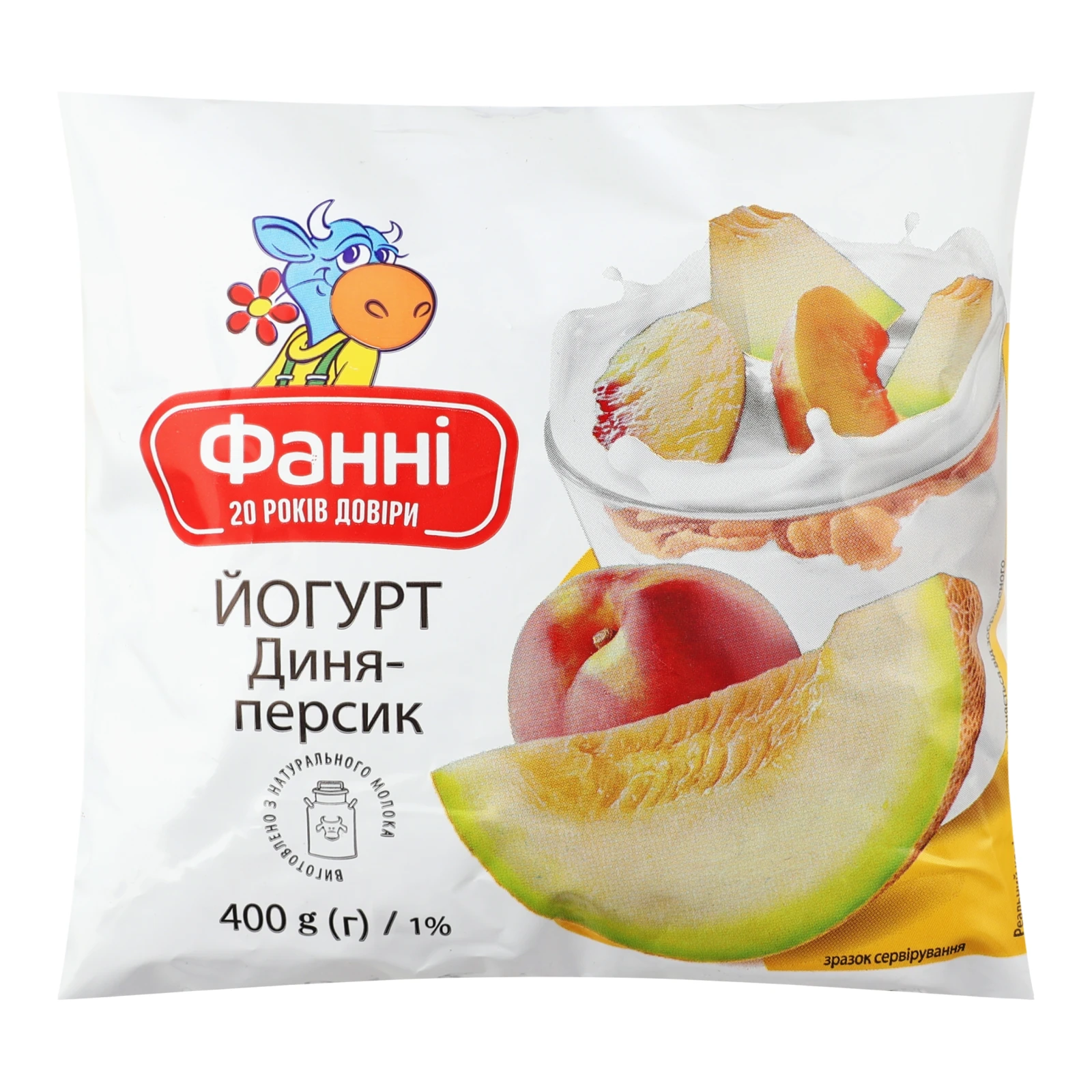 Йогурт Фанні Диня-персик питний 1% 400г Фото №:1